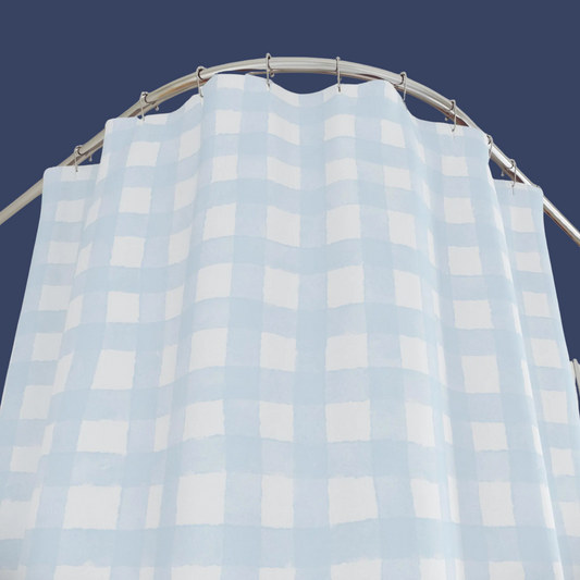 Dusty Blue Gingham Shower Curtain