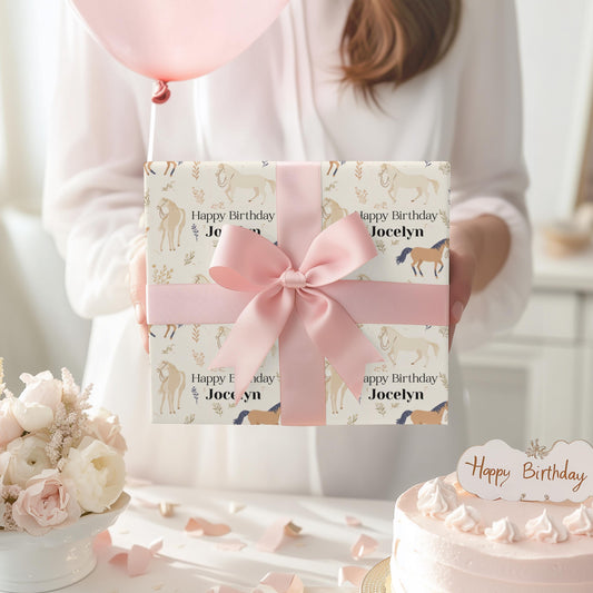 Horse Gift for Her Equestrian Rider Gift Wrap Paper Rolls for Horse Theme Birthday Party