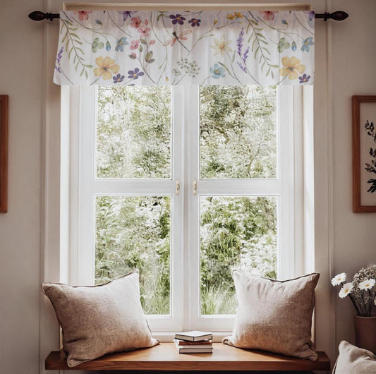 Floral Curtain Panels Wildflower Design Blackout Window Treatment Living Room Decoration Bedroom Privacy Solution Watercolor Pattern Details Cottage Aesthetic Style Nature Inspired Artwork Light Control Panels Beautiful Home Decor Quality