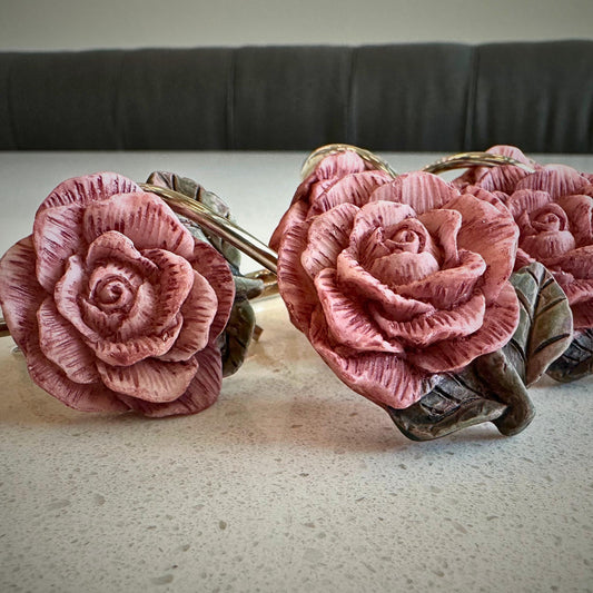 Antique Style Shower Curtain Hooks Rose Design Bathroom Decor Shabby Chic Bath Accessories Vintage Floral Home Upgrade Renovation Idea