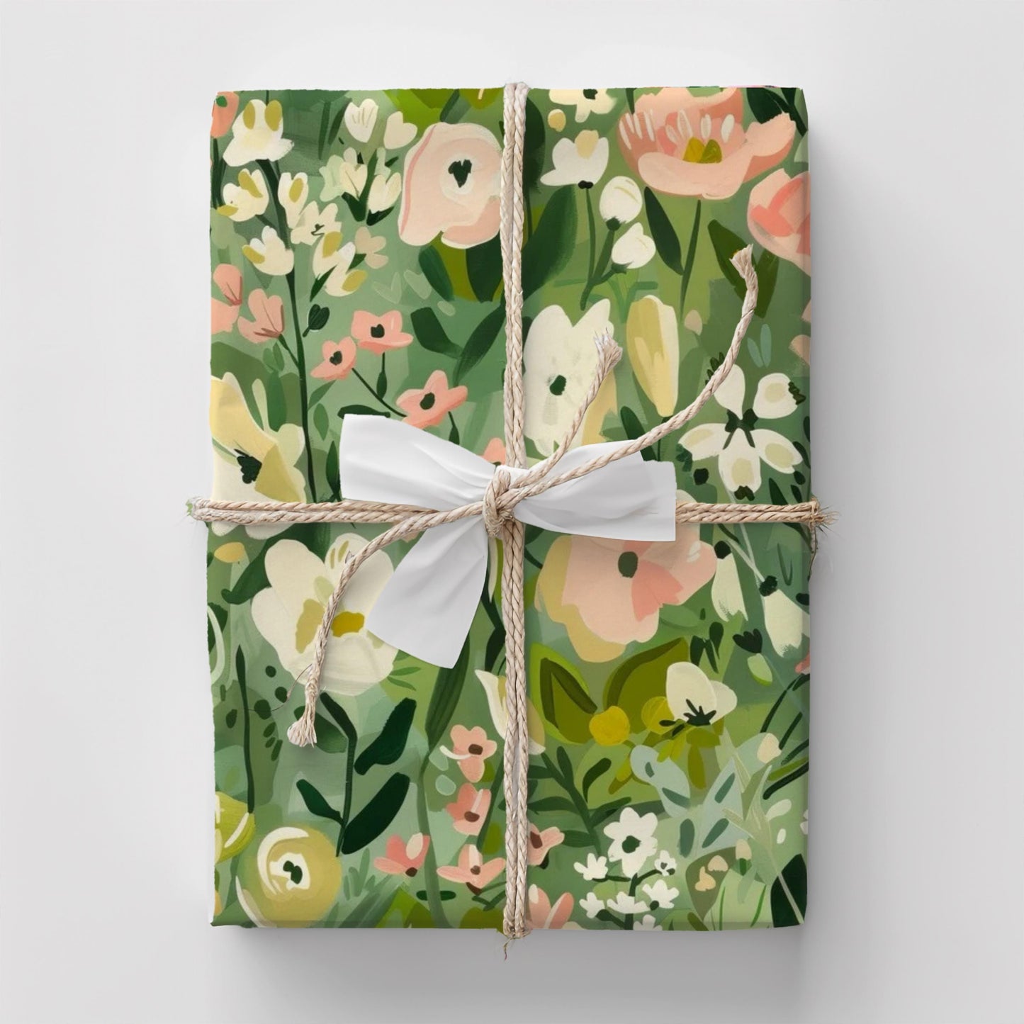 Garden Party Wrap Floral Design Paper Roll Elegant Gift Wrapping Bulk Bridal Shower Plant Lover Dark Green and Pink Pattern Present for Host