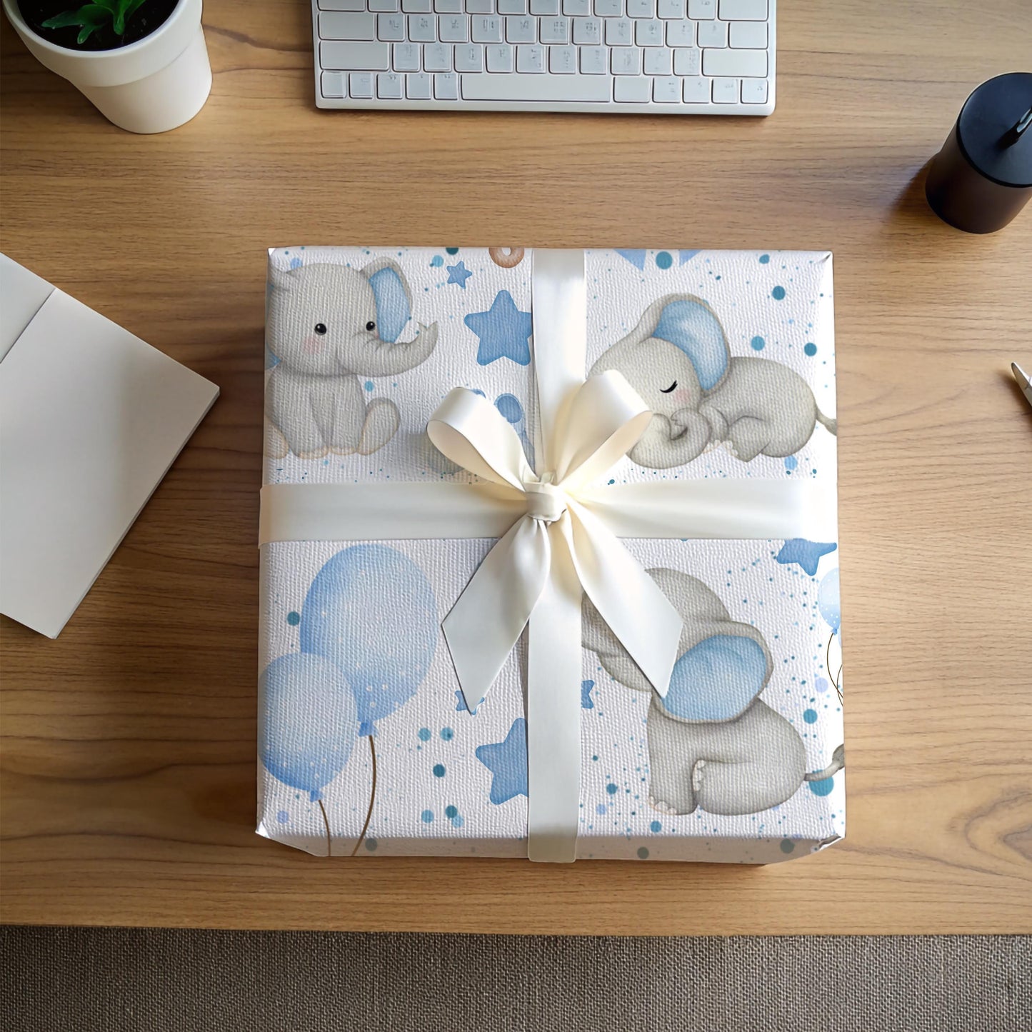 Elephant Theme Neutral Nursery Gift Wrap Paper for Baby Shower Gift Paper Roll for His Baby Sprinkle Decoration Dusty Blue and Grey Wrapping Baby Shower Gift Wrap Blue Boy Wrapping Paper Elephant Theme Nursery Decor for Baby Sprinkle Animal Design Gift Paper for New Mom Present
