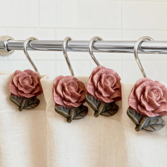 Shower Hooks Victorian Decor for Home Improvement Project Curtain Hook Vintage Inspired Style Rose Design Bathroom Inspiration Guest Bath