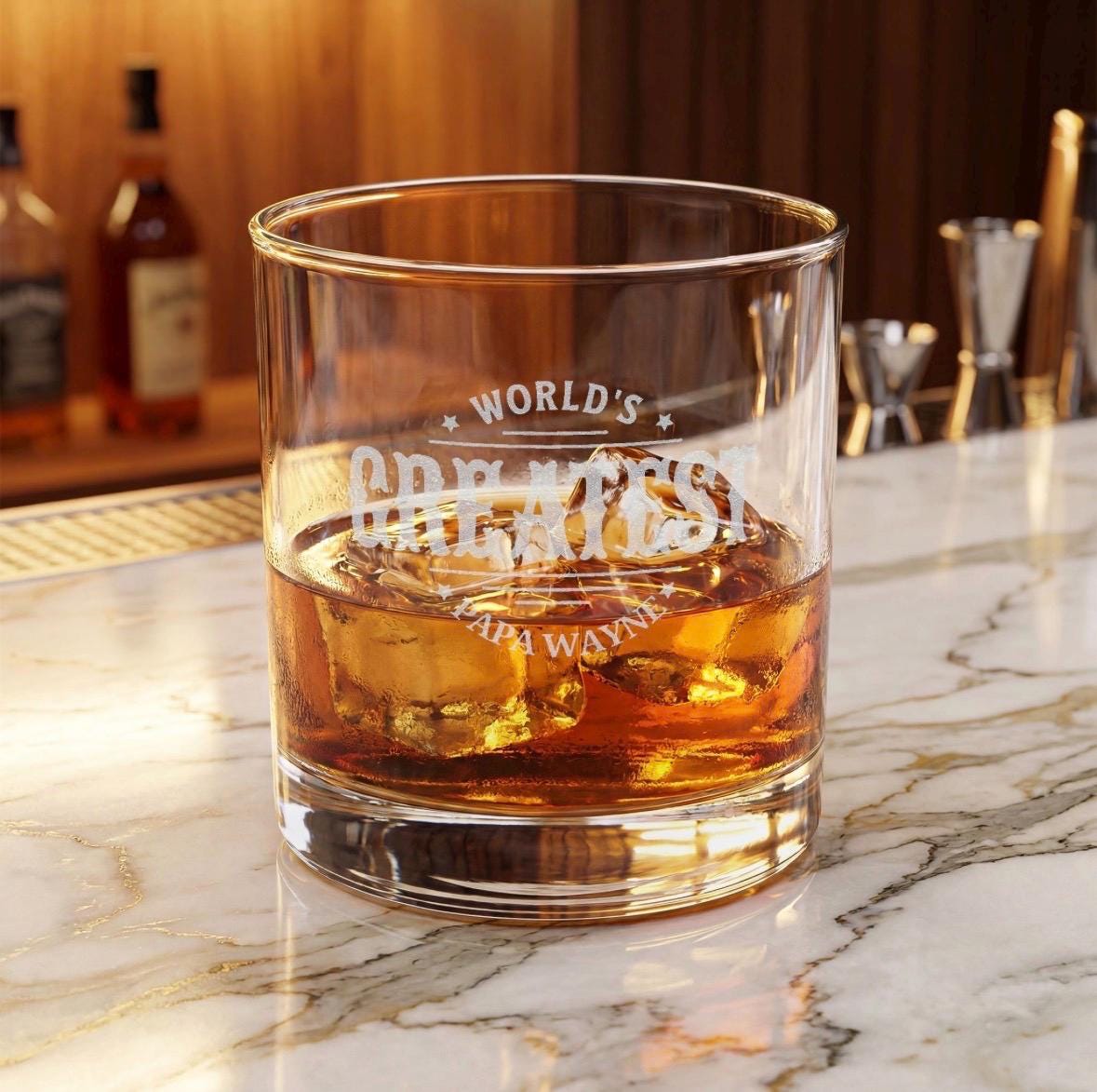 Gift for Papa Whiskey Glass Gift Engraved Grandpa Rocks Glass Personalized Pappi Gift Whiskey Glass Custom Name Est Year Gift for Papa Idea