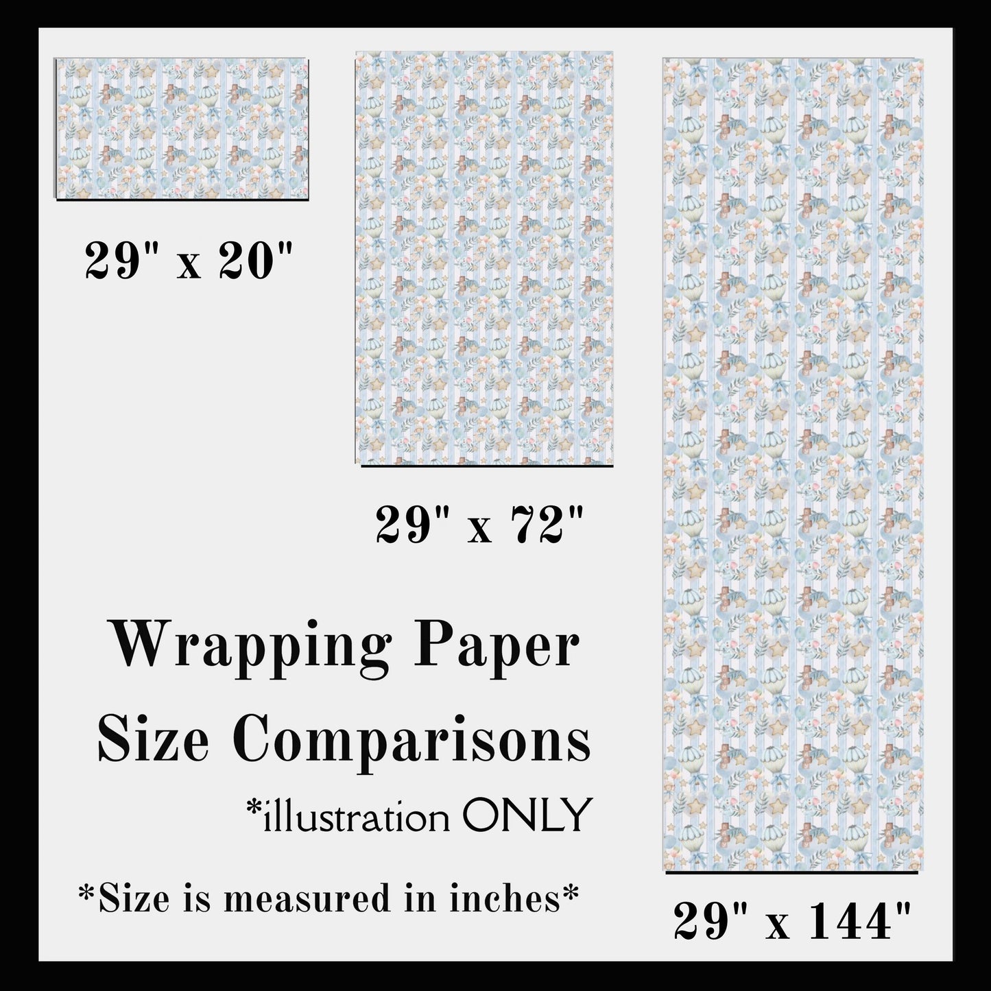 Neutral Baby Shower Wrapping Paper Blue Baby Gift Wrap Baby Boy Shower Decor Nursery Paper Elegant Gift from Sister for New Baby