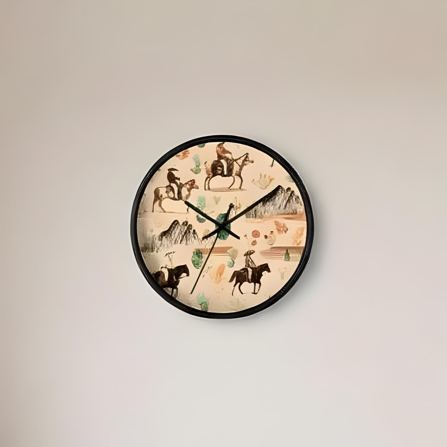 Western Nursery Wall Clock Cowboy Baby Room Decor Horse Theme Infant Bedroom Neutral Horse Wall Accent Silent Mechanism Playroom Idea