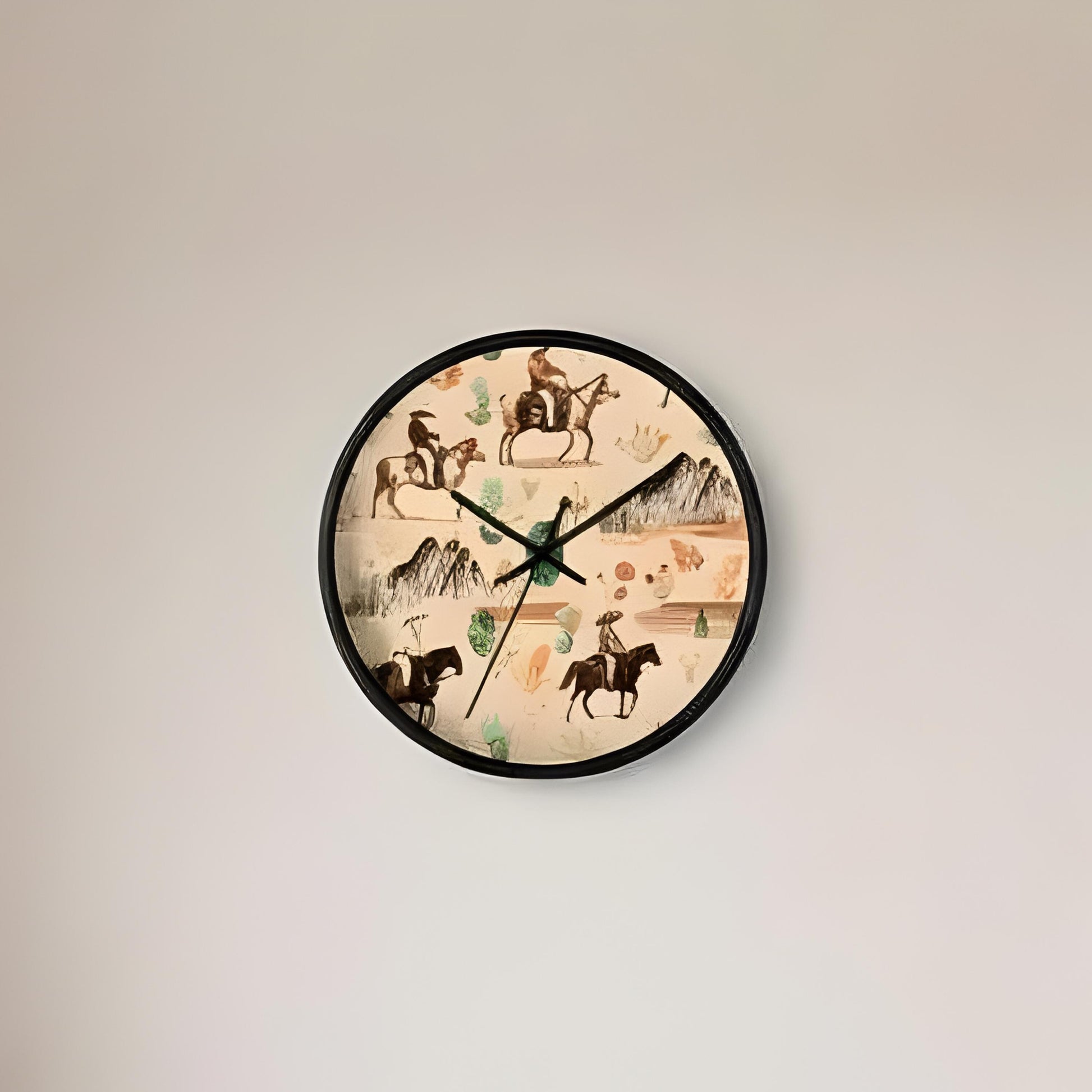 Western Nursery Wall Clock Cowboy Baby Room Decor Horse Theme Infant Bedroom Neutral Horse Wall Accent Silent Mechanism Playroom Idea
