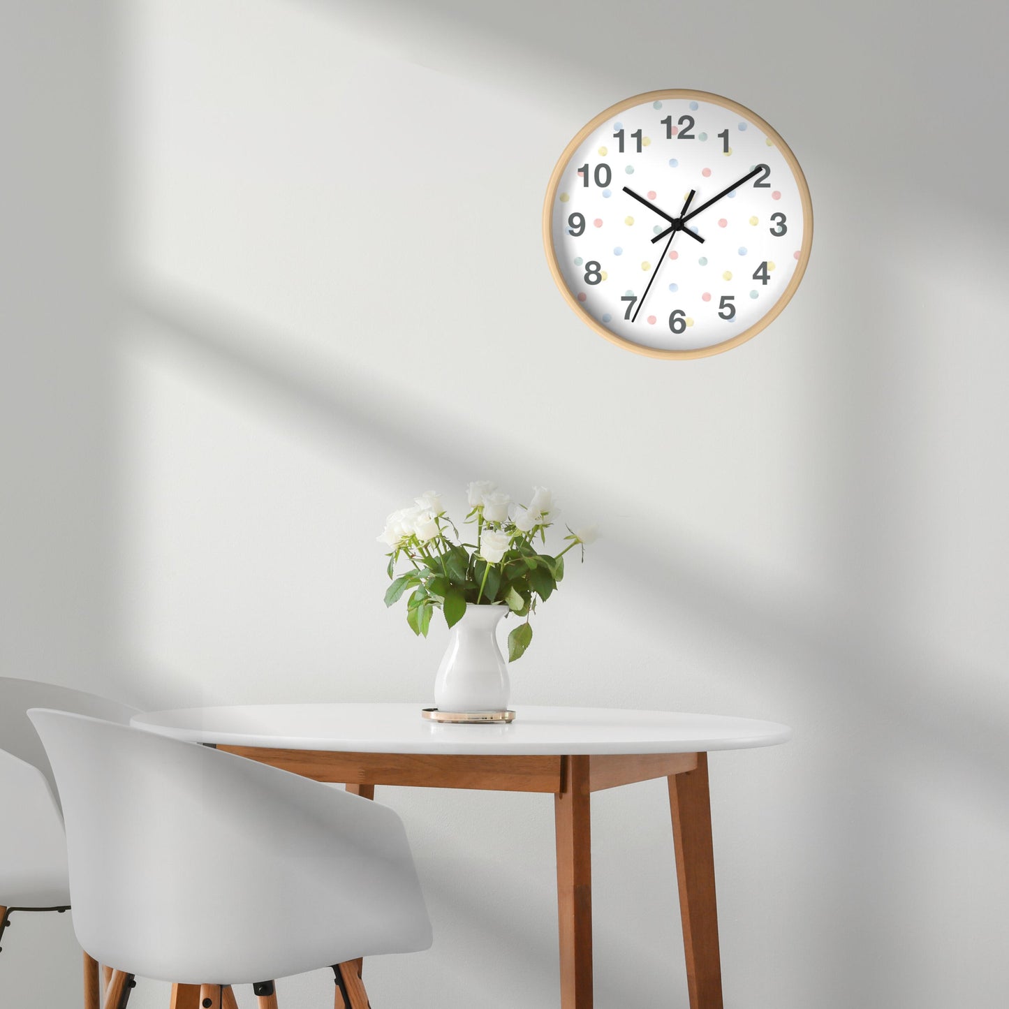 Playroom Wall Clock for Toddler Bedroom Decor Cute Clock for Kids Room Gift for Granddaughter Playful Design for Nursery Polka Dot Art Idea
