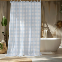 Dusty Blue Gingham Shower Curtain