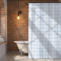Dusty Blue Gingham Shower Curtain