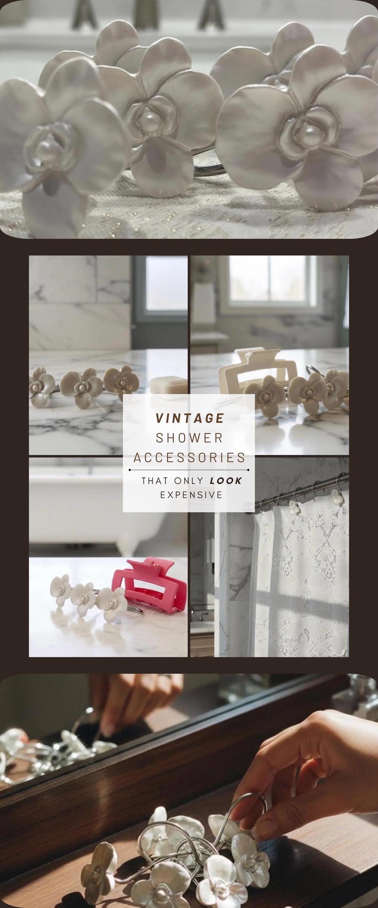 White Floral Dorm Move In Gift Set Flower Shower Curtain Hook Giftbox Bathroom Coquette Aesthetic Home Decor Bath Gift for New Home Owner