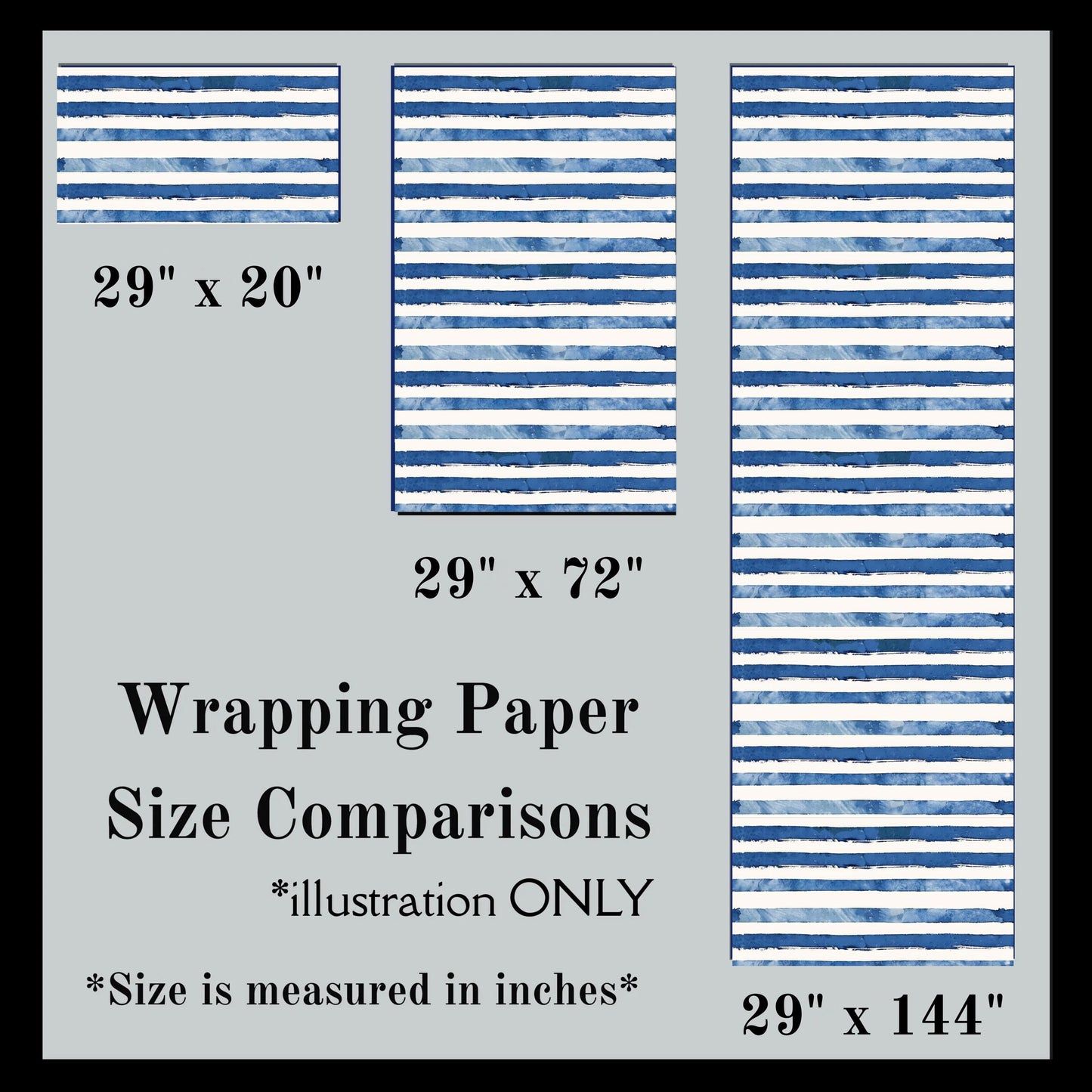 Blue Stripe Gift Wrap Paper Elegant Line Wrapping Paper Bulk