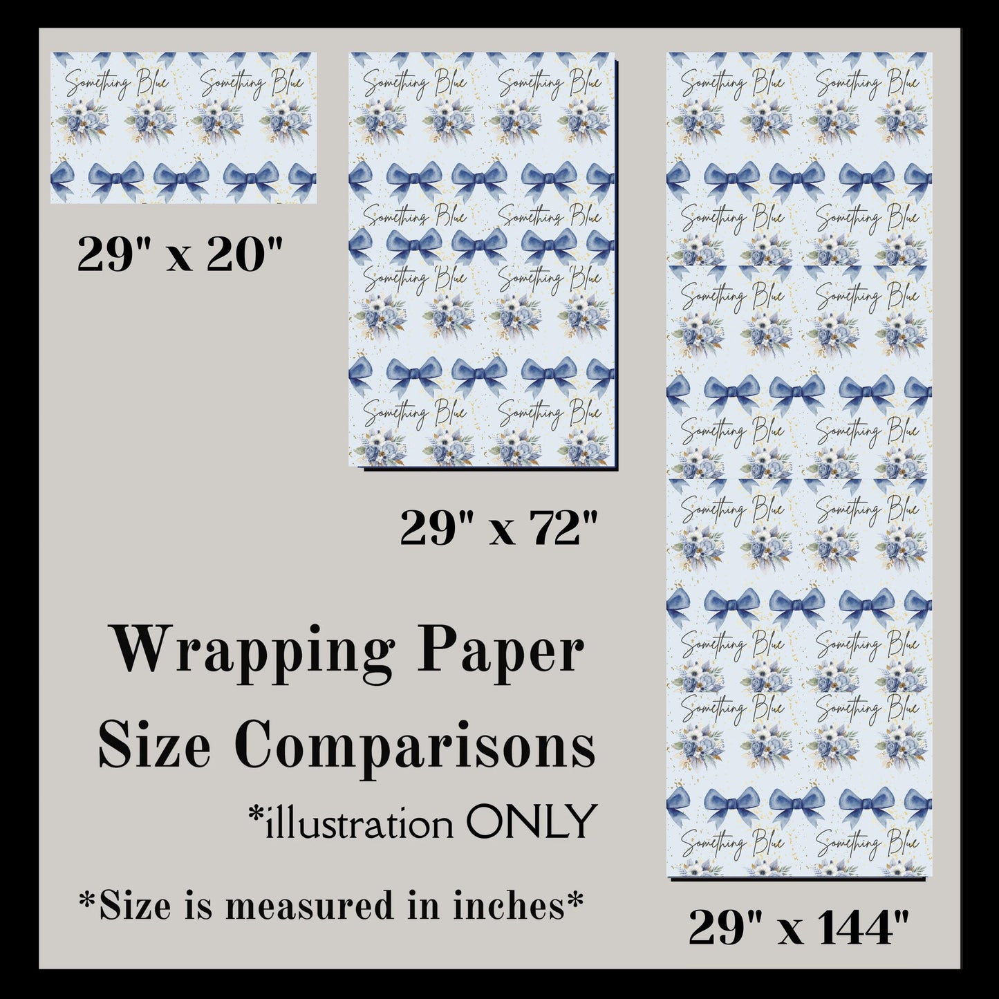 Something Blue Bridal Shower Gift Wrapping Paper Blue Bow
