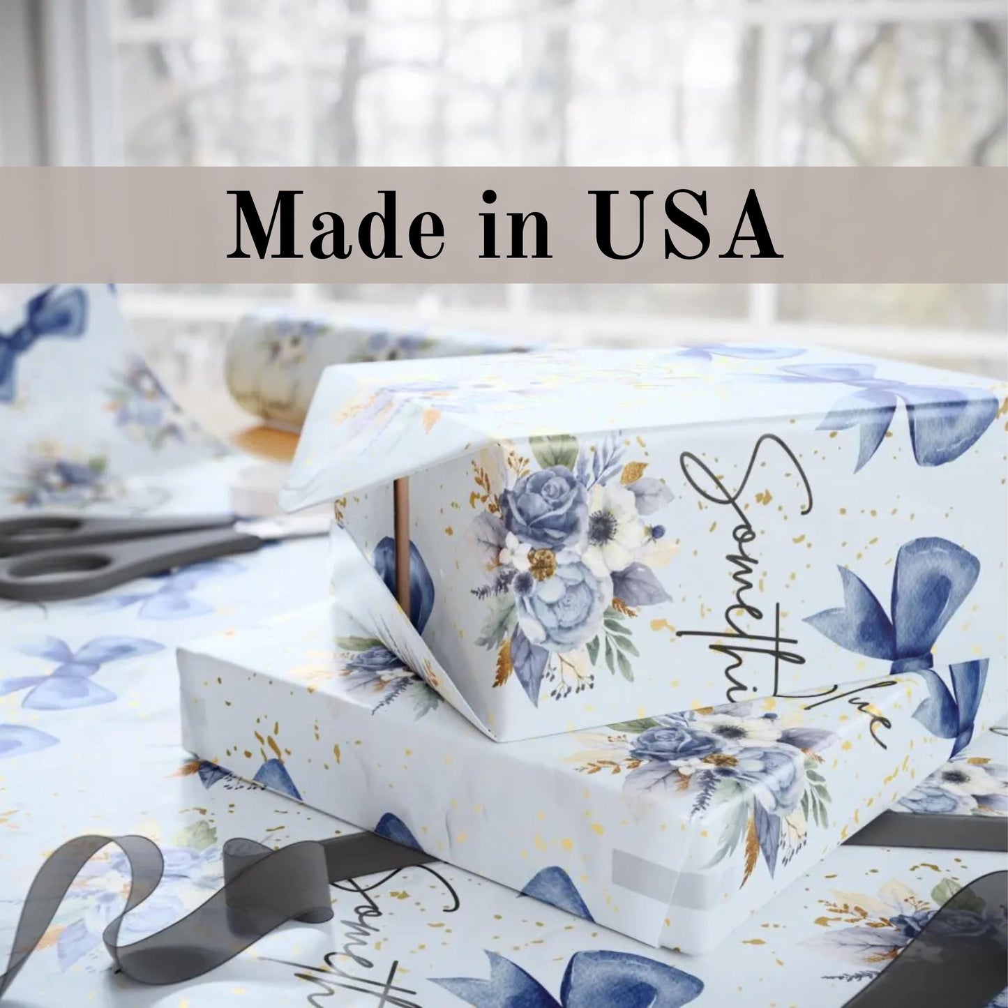 Bridal Shower Gift Wrapping Paper Something Blue Gift Wrap