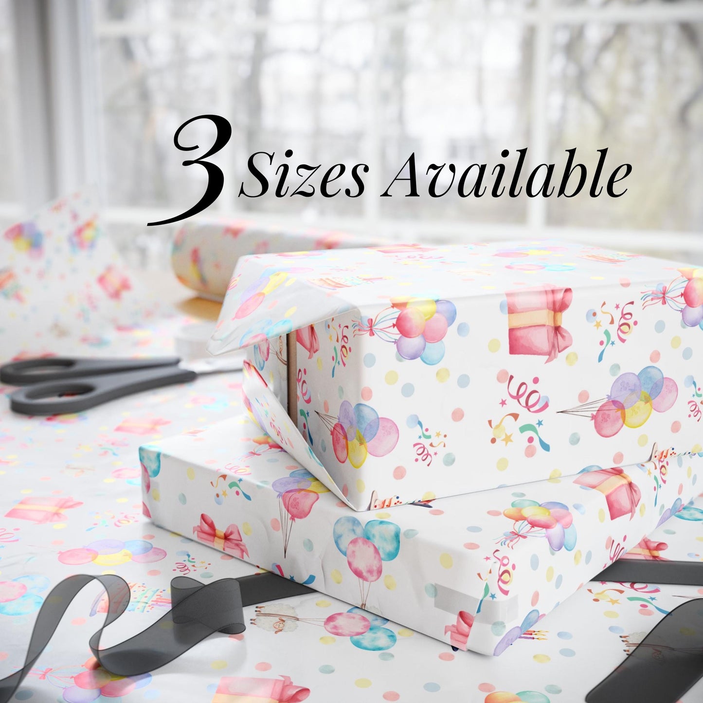 Personalized Birthday Wrapping Paper Custom Name Gift Wrap Happy Birthday Add Name Present Paper Balloon Gift Custom Birthday Paper Idea