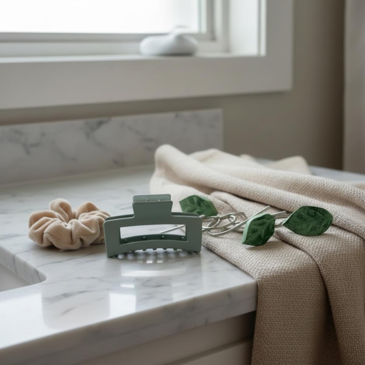 Forest Leaf Bathroom Gift Set Accent Vintage Inspired Nature Shower Rings Botanical Cottagecore Bath Decor Rustic Greenery Home Spa Touch