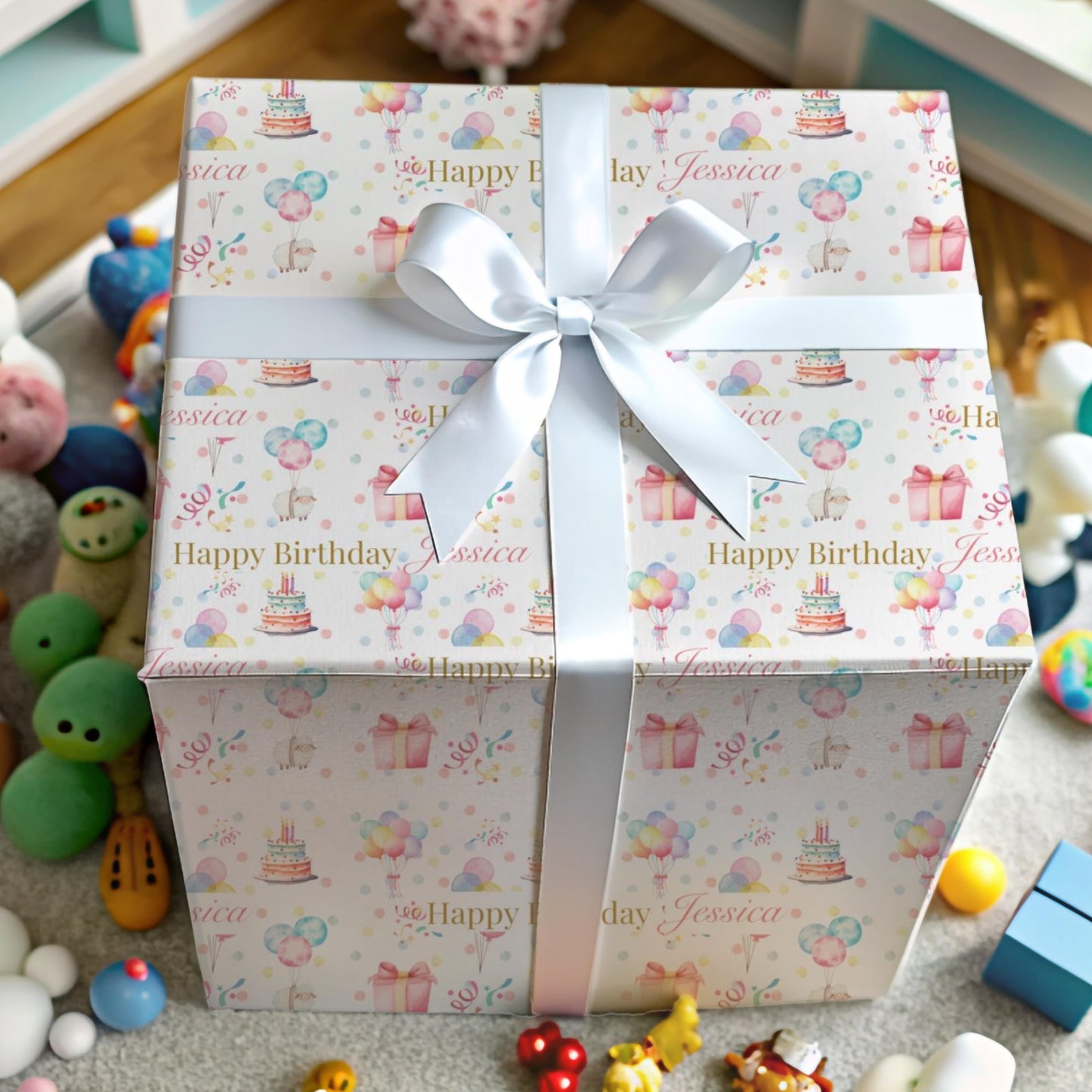 Premium Wrapping Paper Gift Wrap Baby Shower Party Balloon Gift Material Tear Resistant Gift Wrap Paper Girl Baby Shower Gift for Sprinkle