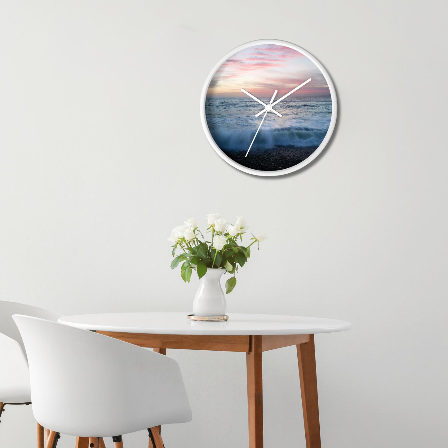 Ocean Room Decor Beach Wall Clock Coastal Living Display Nautical Theme Accent Summer Home Design Seaside Art Collection Wood Frame Construction Premium Quality Beach House Gift Ocean Picture Beautiful Modern Style