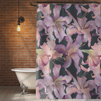 Shower curtain with floral pattern in a bathroom setting