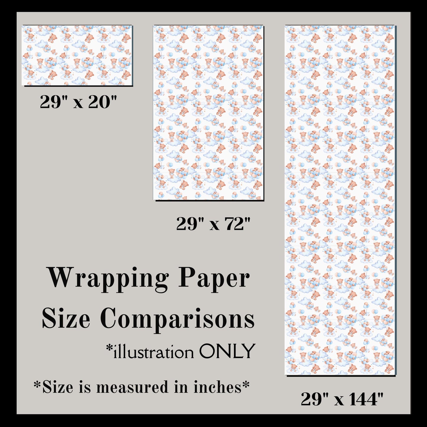 Baby Shower Gift Wrap: Baby Bear Blue Balloons