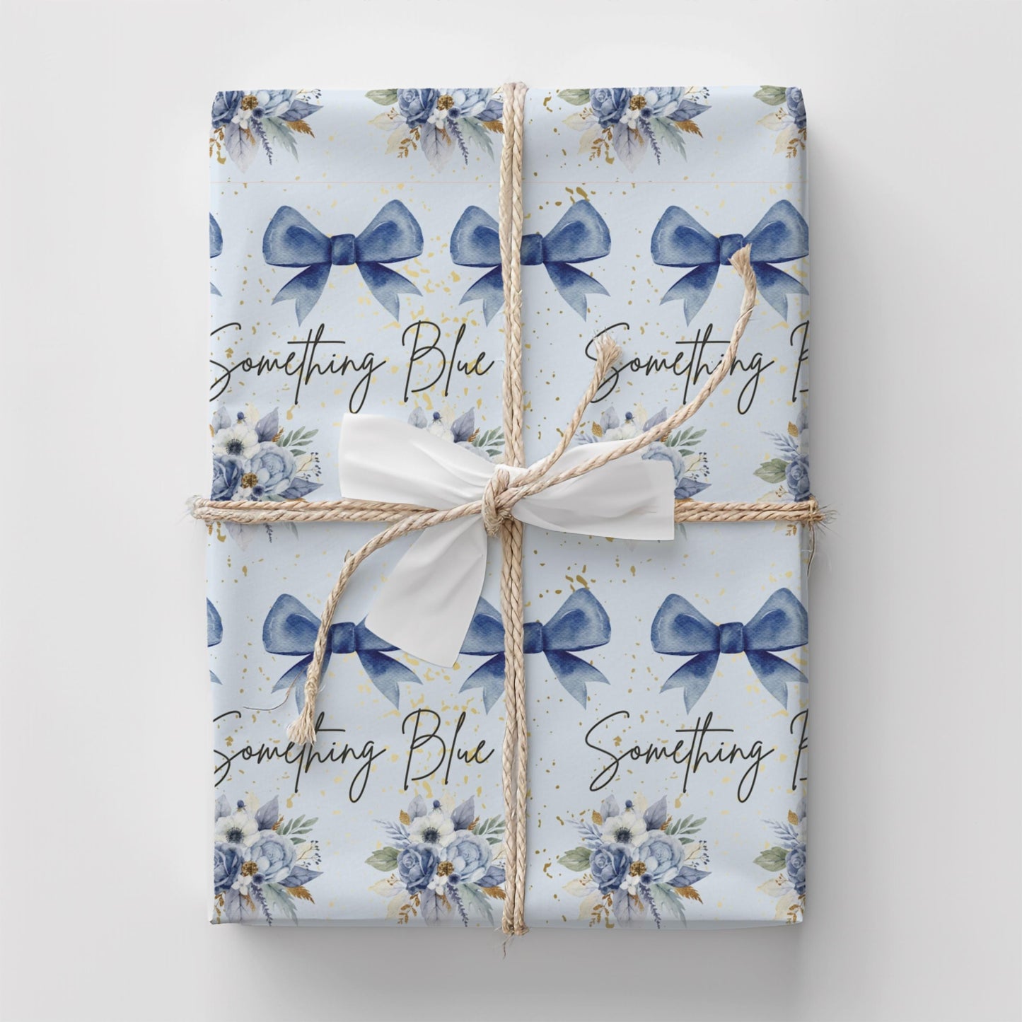 Bridal Shower Something Blue Gift Wrapping Paper for New Bride from Bridesmaid Gift Paper Wedding Gift Wrap for Bride Blue Bow Present Idea