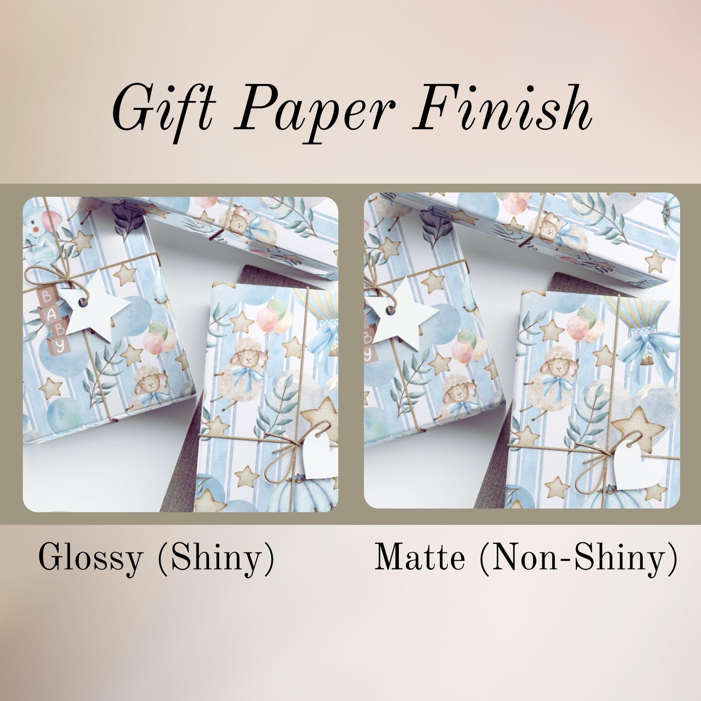 Neutral Baby Shower Wrapping Paper Blue Baby Gift Wrap Baby Boy Shower Decor Nursery Paper Elegant Gift from Sister for New Baby