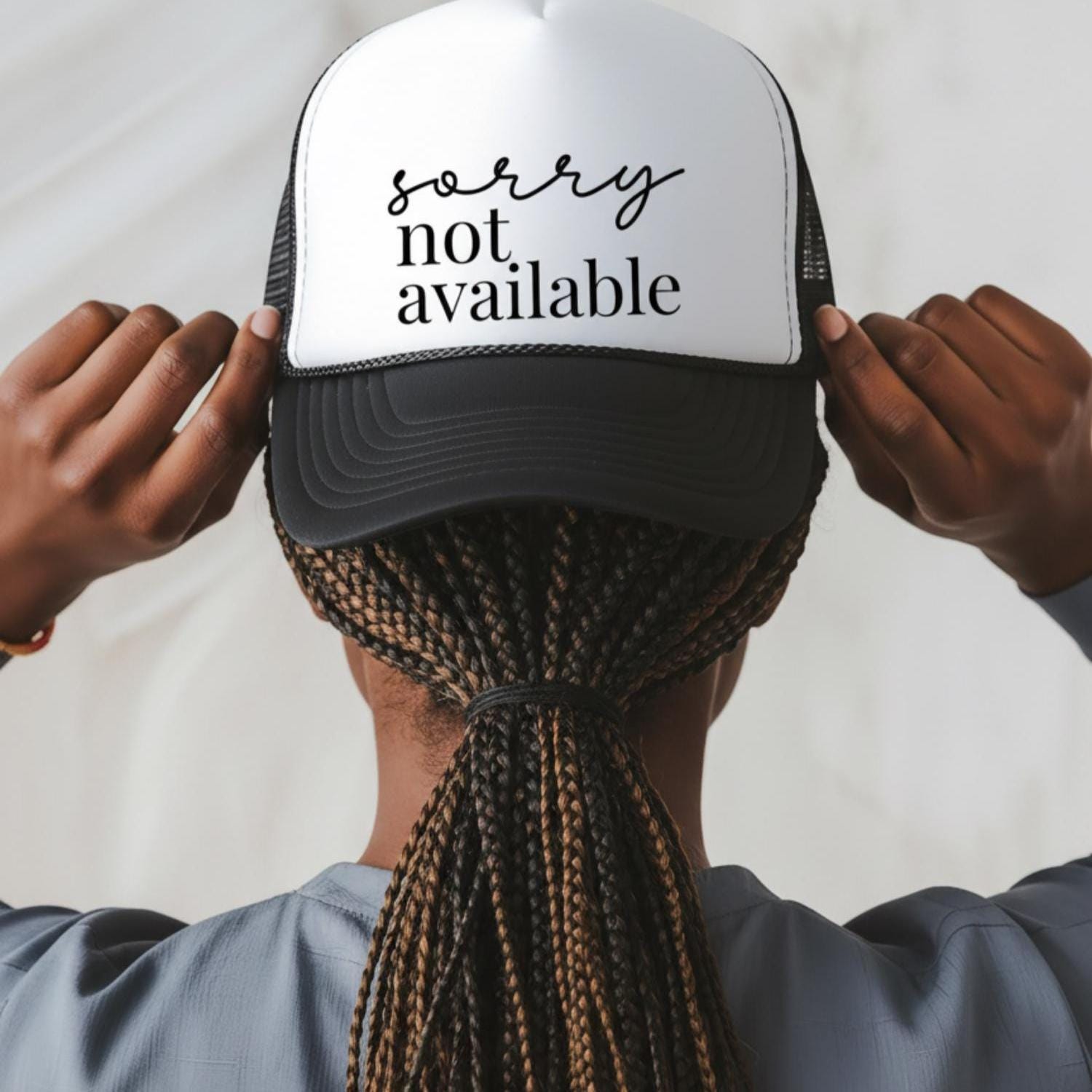 Sarcastic Hat for Friend Birthday Gift for Her Trucker Foam Hat Funny Phrase Sorry Not Available Trucker Cap for Sister Graduation Gift Idea