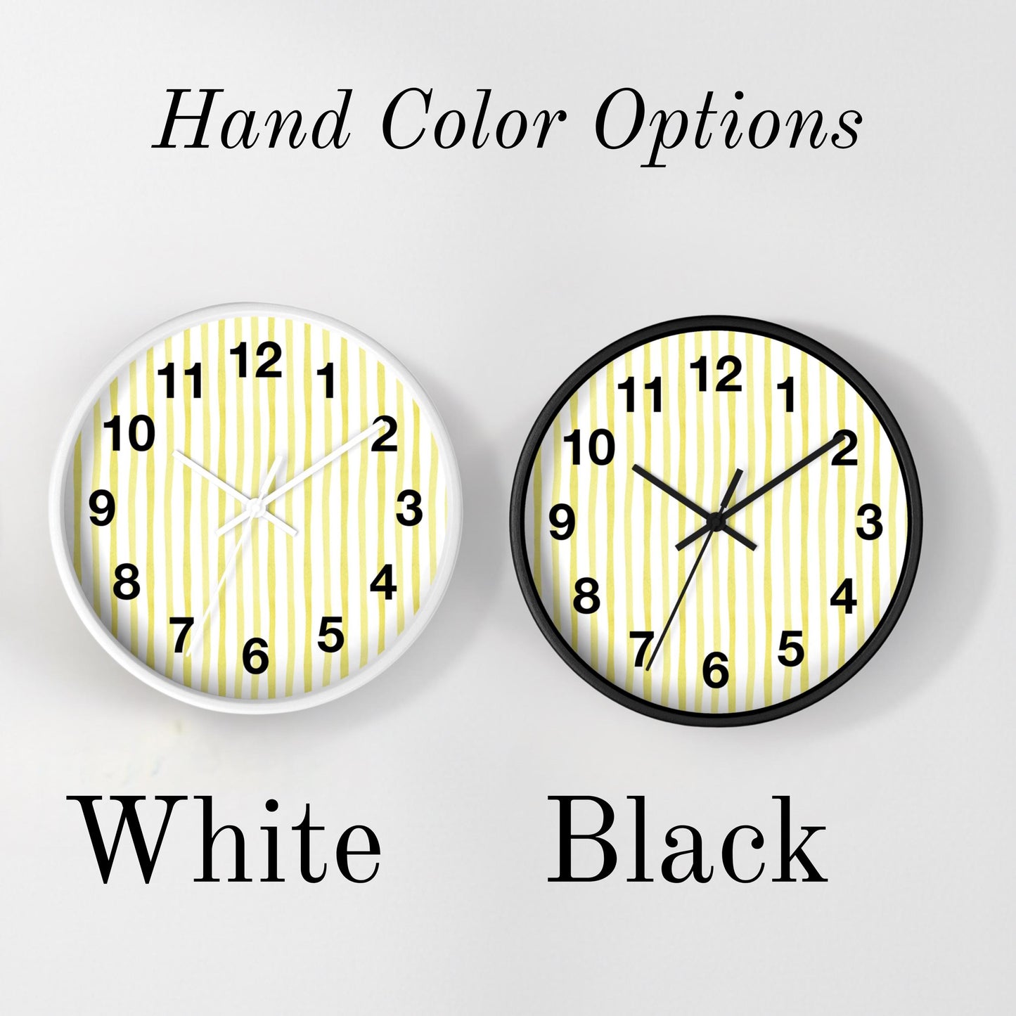 Kitchen Wall Clock Yellow Stripe Design Modern Kitchen Decor Bright Cooking Space Wall Art Indoor Dining Area Renovation Idea