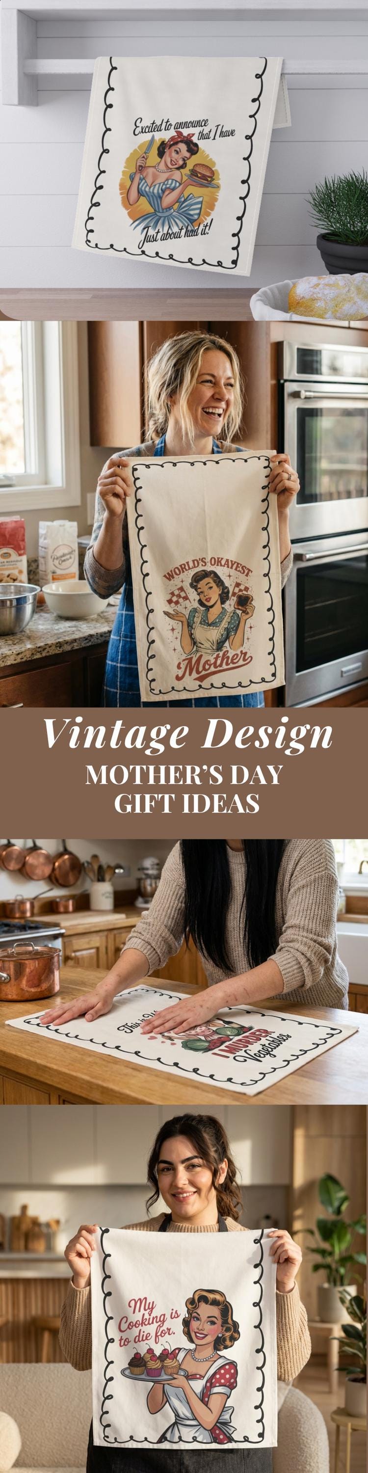 Sarcastic Gift for Mom Funny Tea Towel Mothers Day Gift Idea Vintage Design Fun Hand Towel Birthday Gift for Her