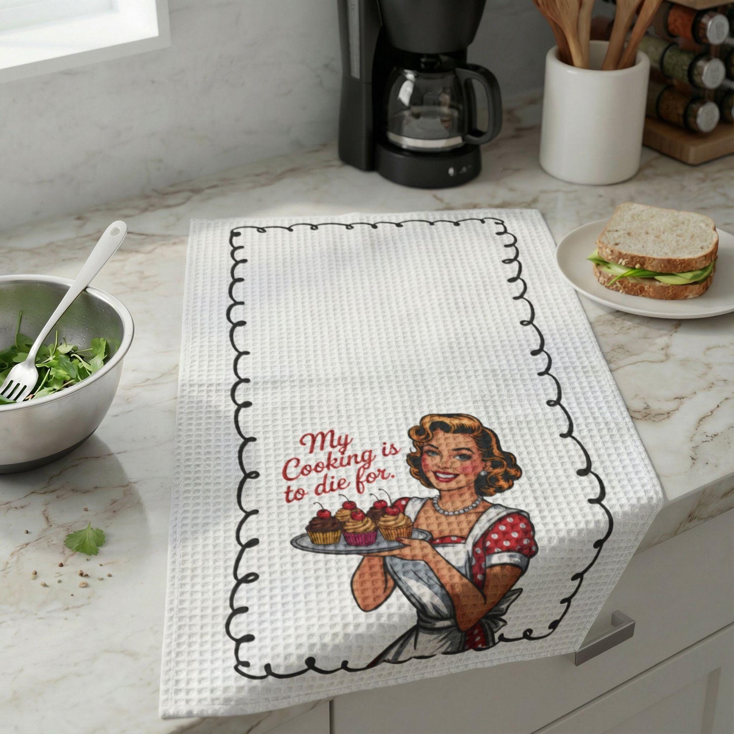 Funny Adulting Gift Tea Towel Vintage Style Sarcastic Kitchen Towel College Graduation Gift Funny Housewarming Vegetarian Gift Idea