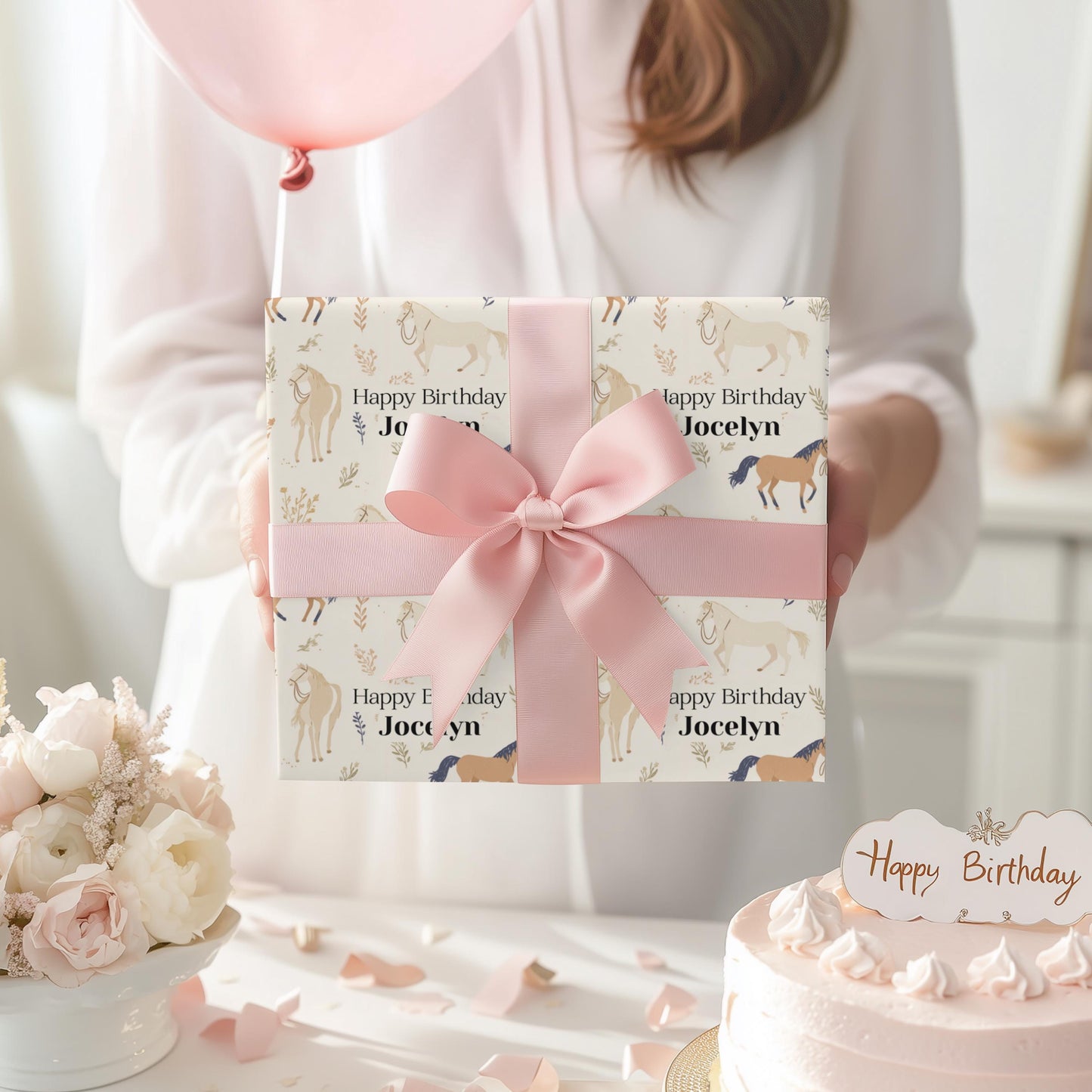Horse Gift for Her Equestrian Rider Gift Wrap Paper Rolls for Horse Theme Birthday Party