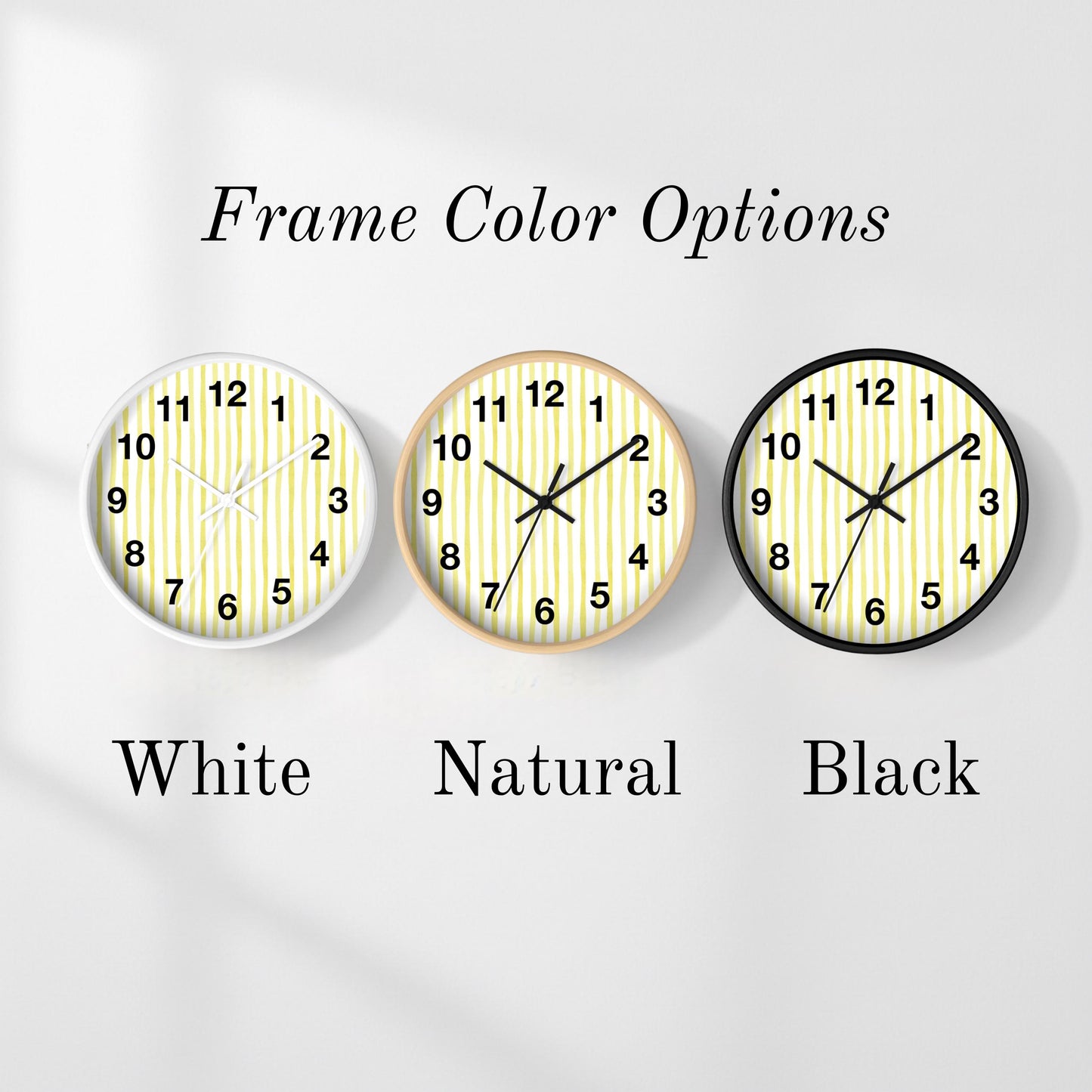 Kitchen Wall Clock Yellow Stripe Design Modern Kitchen Decor Bright Cooking Space Wall Art Indoor Dining Area Renovation Idea