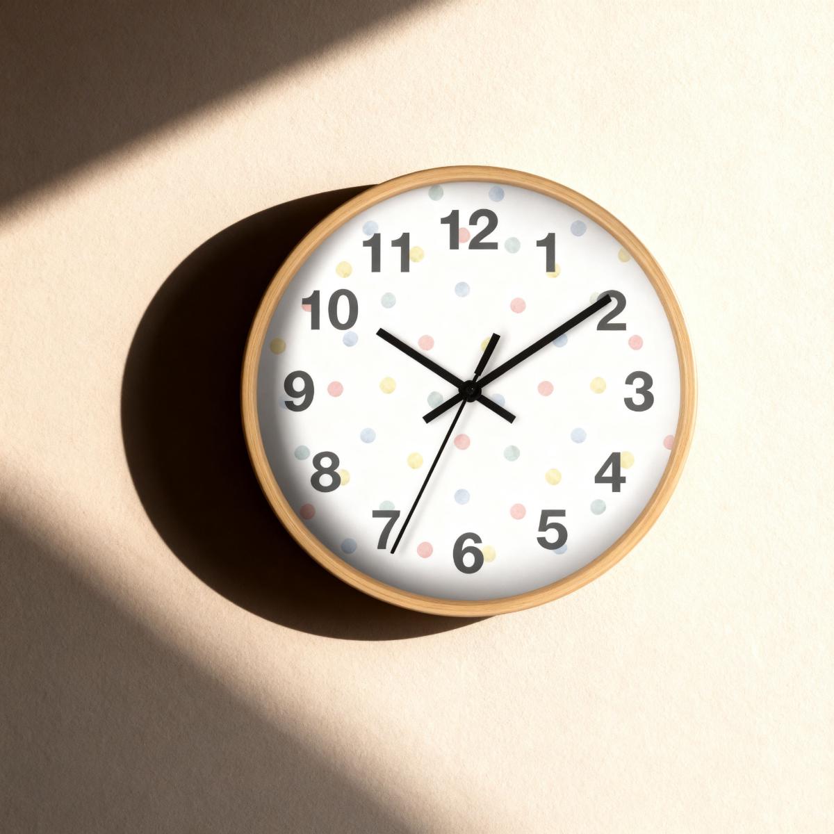 Playroom Wall Clock for Toddler Bedroom Decor Cute Clock for Kids Room Gift for Granddaughter Playful Design for Nursery Polka Dot Art Idea