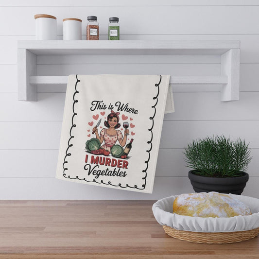 Funny Adulting Gift Tea Towel Vintage Style Sarcastic Kitchen Towel College Graduation Gift Funny Housewarming Vegetarian Gift Idea