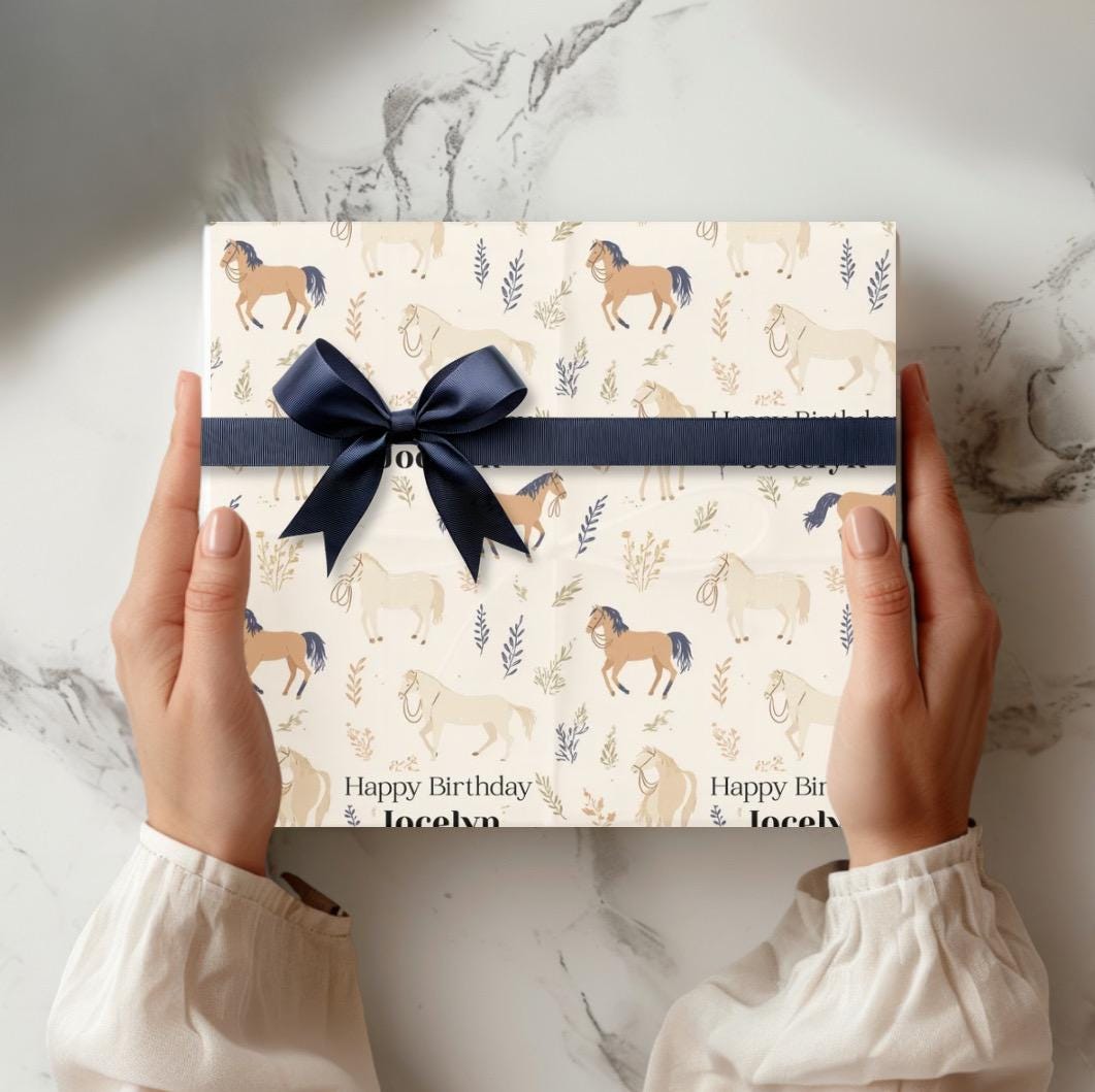 Horse Gift for Her Equestrian Rider Gift Wrap Paper Rolls for Horse Theme Birthday Party