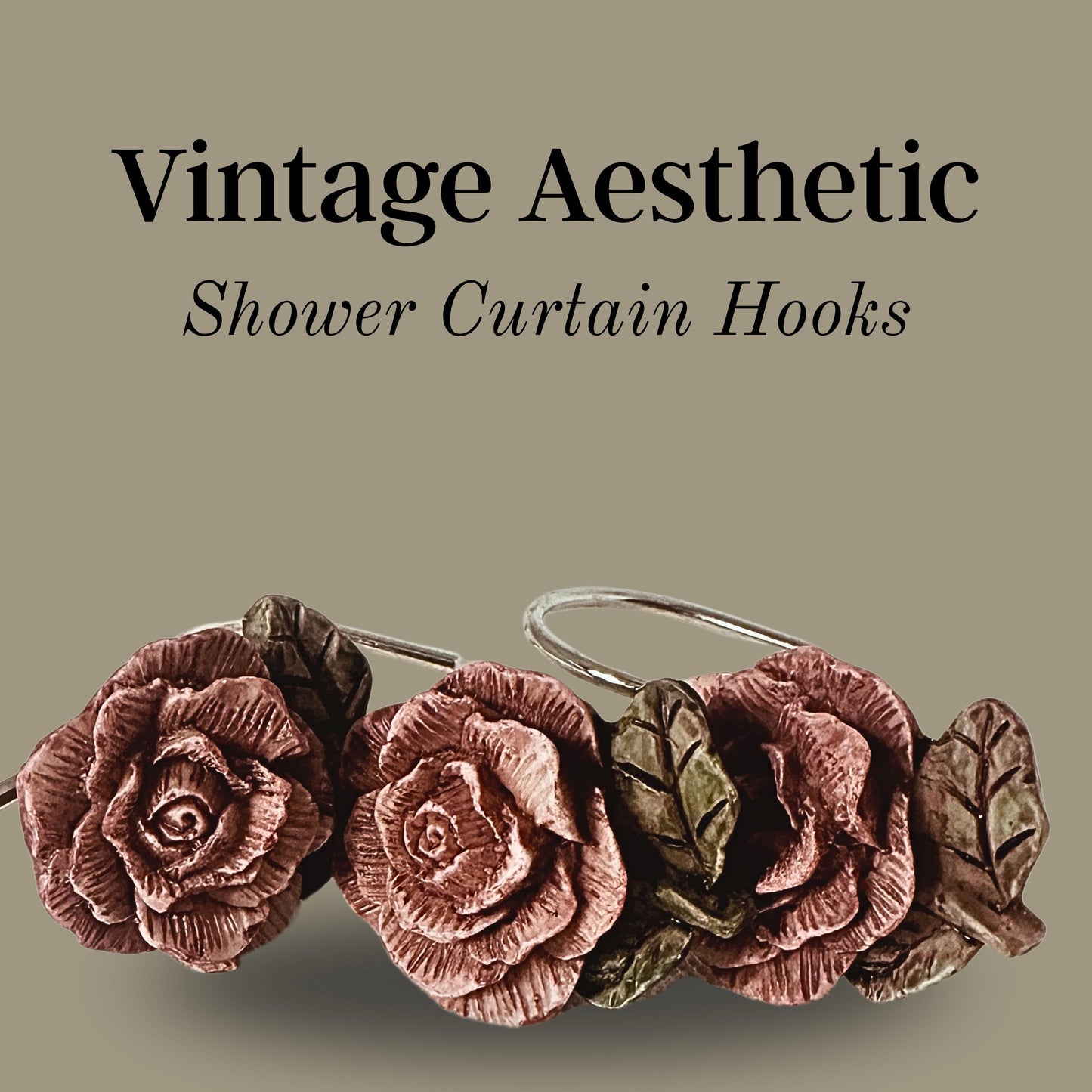 Victorian Shower Hooks – Rose Metal Design for Elegant Vintage Bathroom