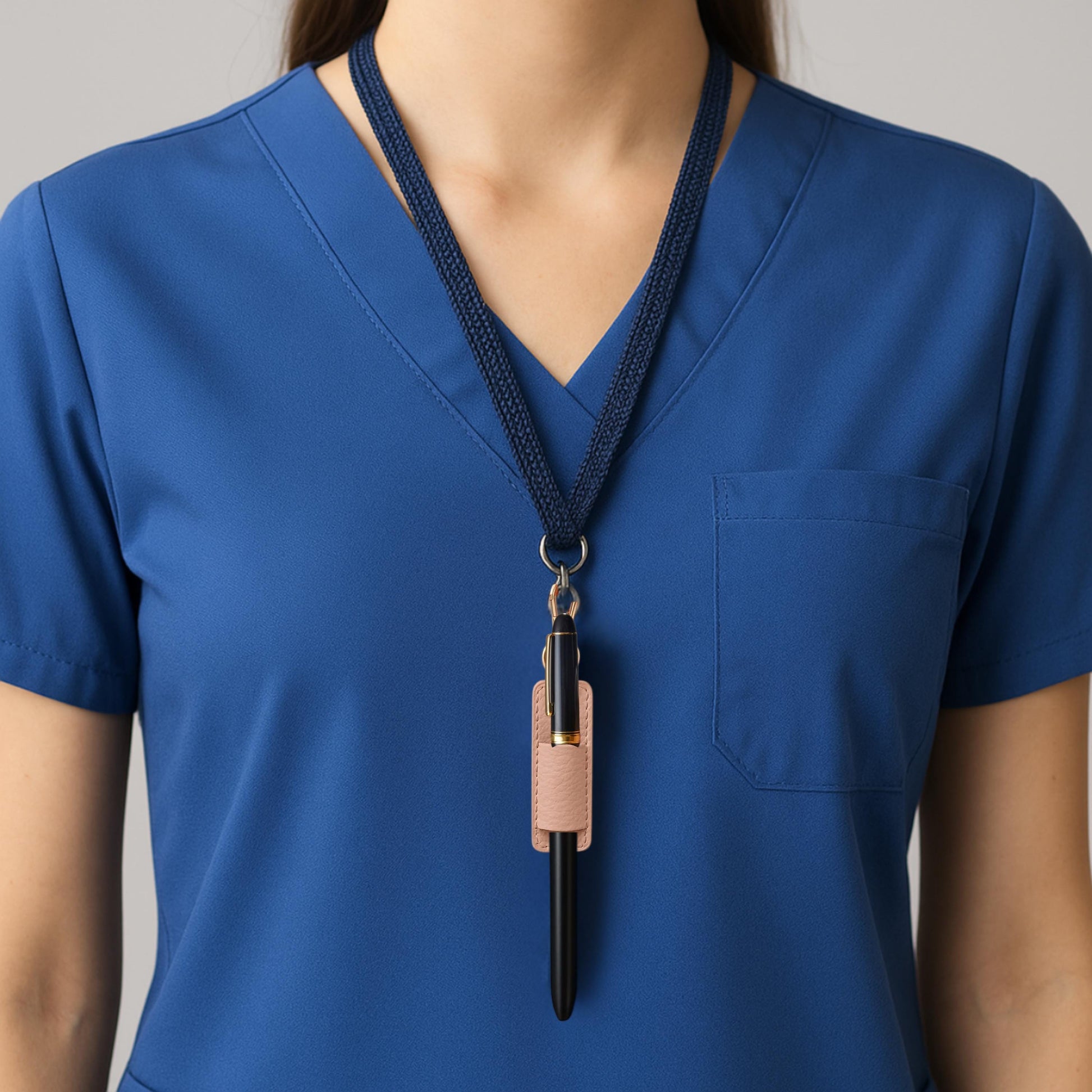 Nurse Lanyard Pen Holder Personalized Vegan Leather Clip for Scrubs Work Badge Accessory Hospital Staff Practical Bulk Gift Option for Her