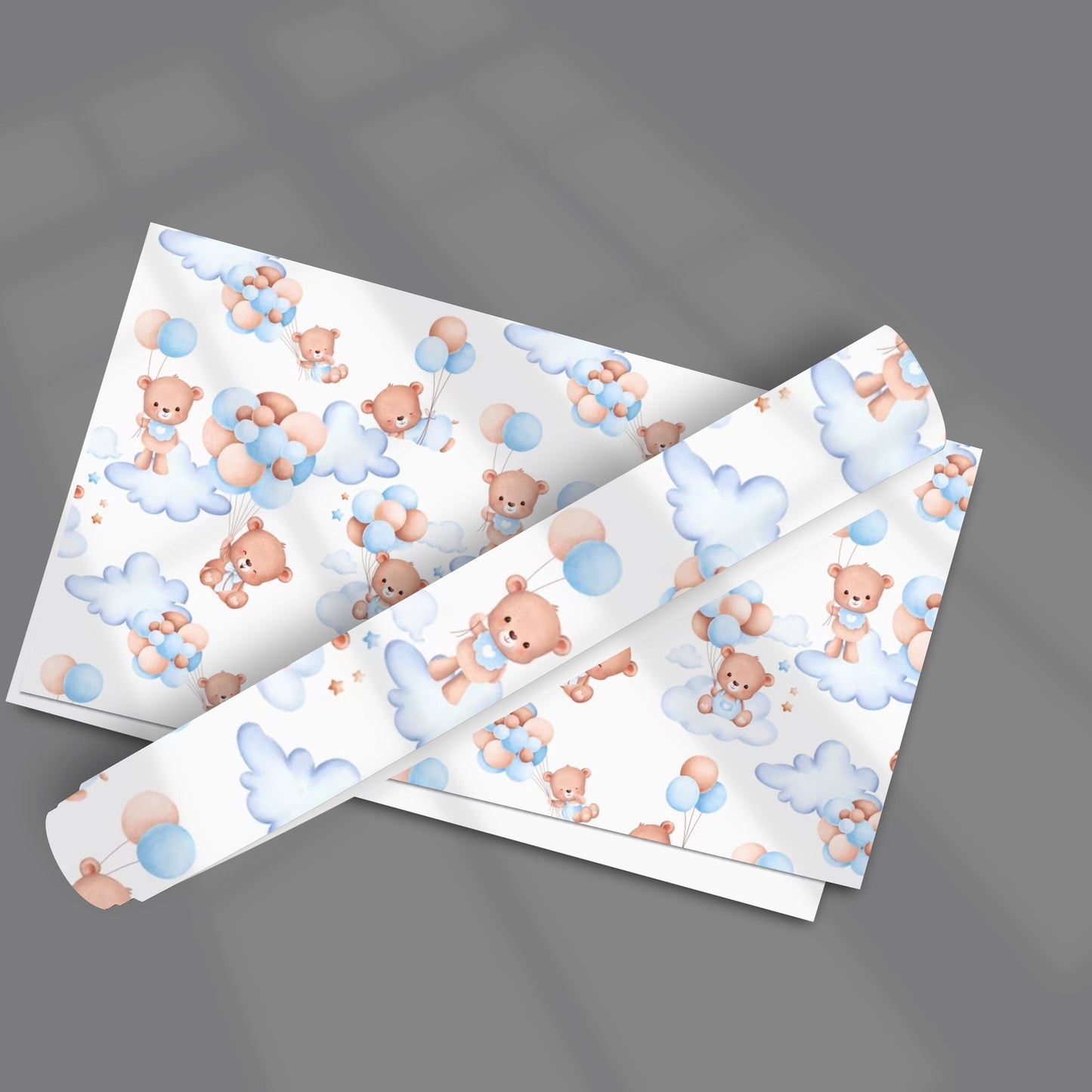 Baby Shower Gift Wrap: Baby Bear Blue Balloons