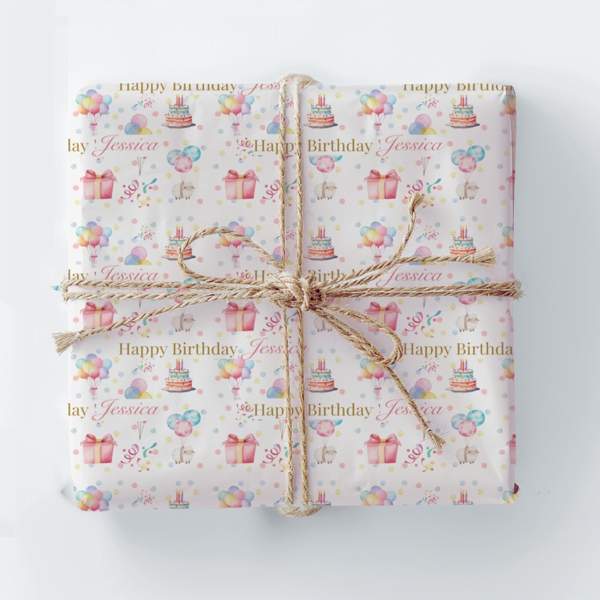 Personalized Birthday Wrapping Paper Custom Name Gift Wrap Happy Birthday Add Name Present Paper Balloon Gift Custom Birthday Paper Idea