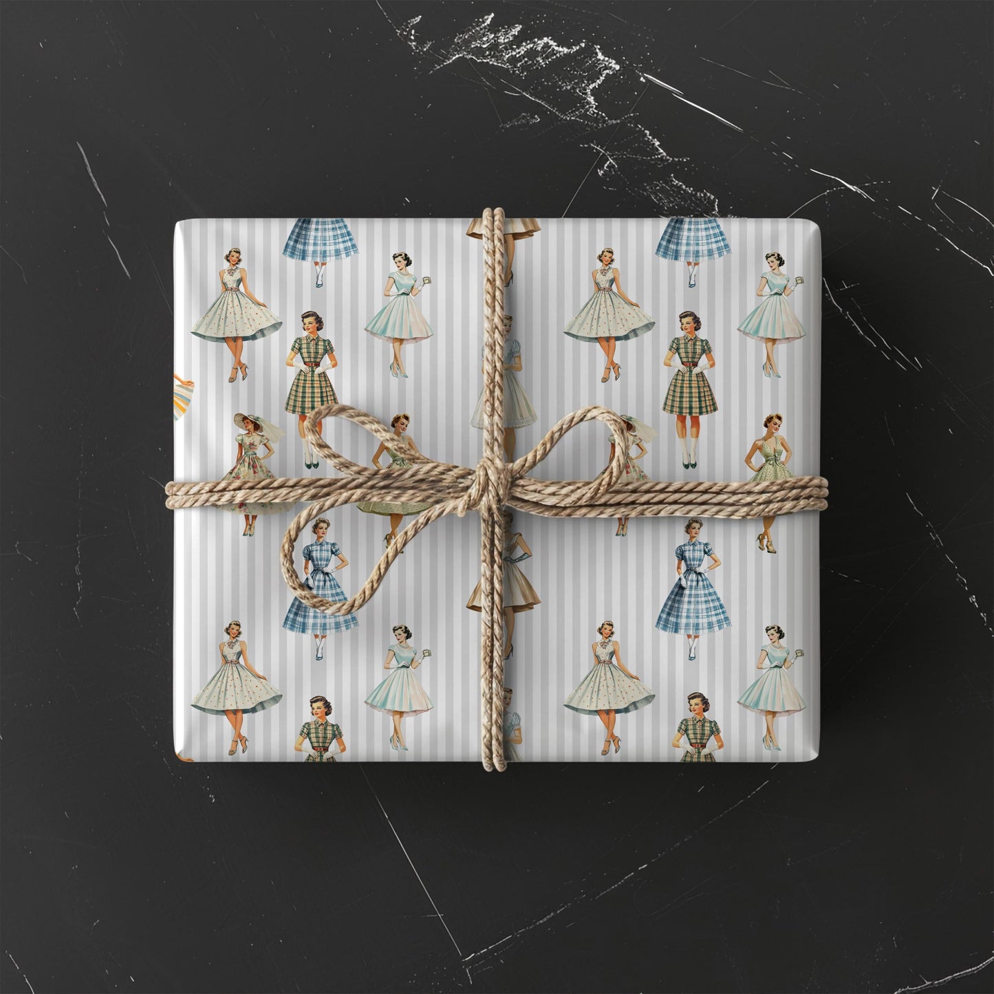 Retro Vintage Design Gift Wrapping Paper Elegant Ladies Bridal Shower Gift Paper for Bride Wedding Party Wrapping