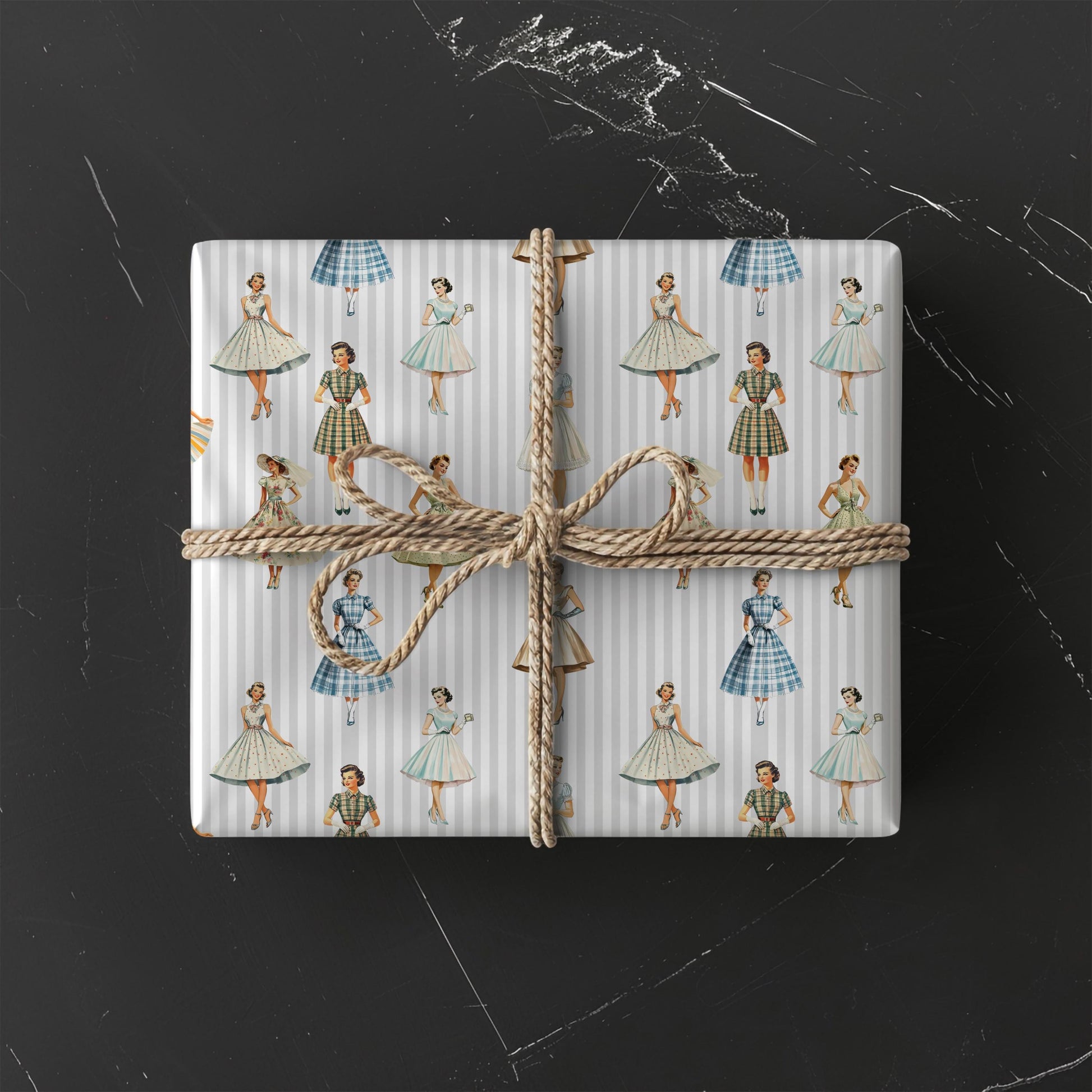 Retro Vintage Design Gift Wrapping Paper Elegant Ladies Bridal Shower Gift Paper for Bride Wedding Party Wrapping