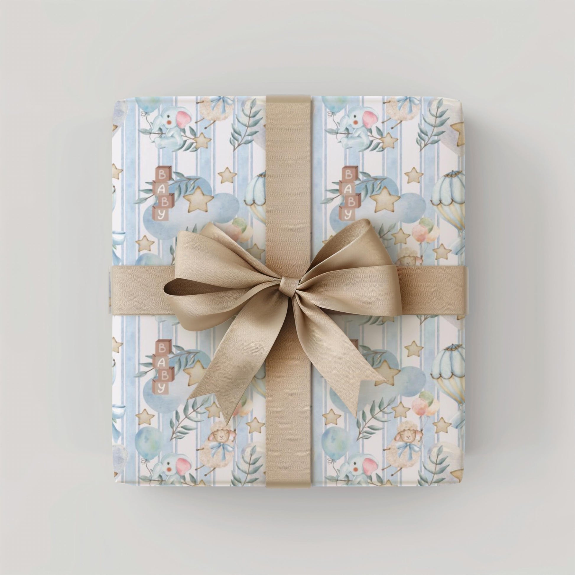 Neutral Baby Shower Wrapping Paper Blue Baby Gift Wrap Baby Boy Shower Decor Nursery Paper Elegant Gift from Sister for New Baby Shower Wrapping Blue Design Star Accent Nursery Decor Room Display Infant Package for Boy Birthday Celebration Gift Cover Wall Art