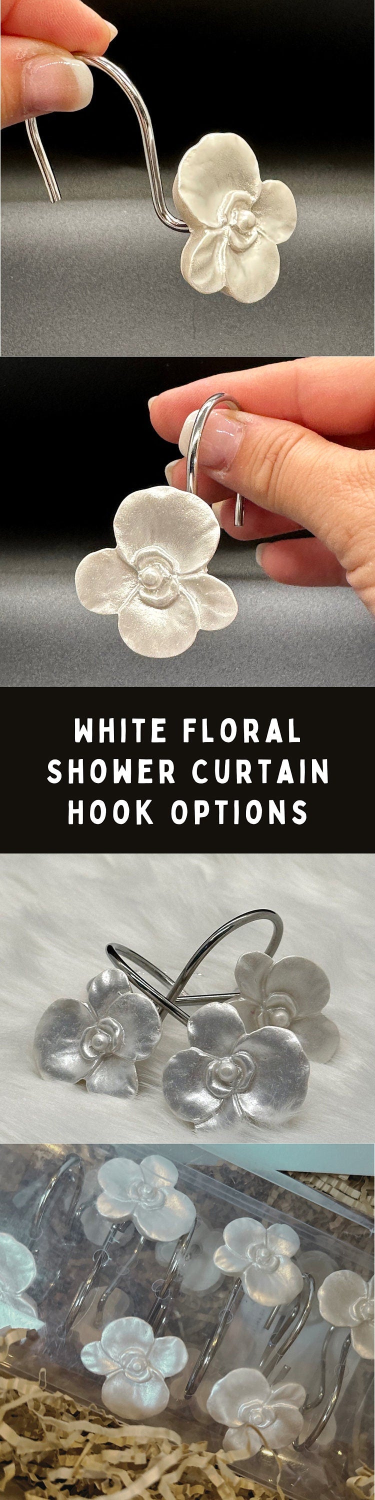 Set of 12 Shower Curtain Hooks for Vintage Inspired Bathroom