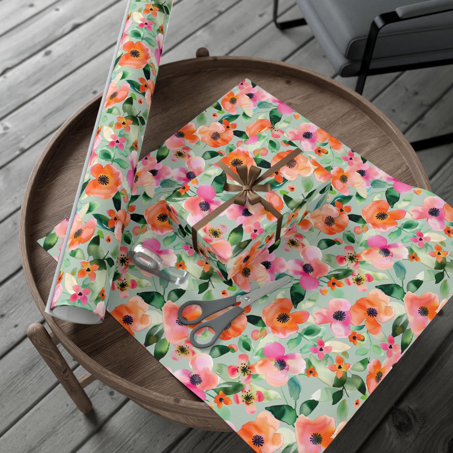 Versatile Wrapping Paper Floral Design Gift Wrap Birthday Wedding Celebration Packaging Pink Coral Flowers Elegant Pattern Premium Quality Material Multiple Sizes Available Satin Finish Option Eco Friendly Printing Water Based Inks
