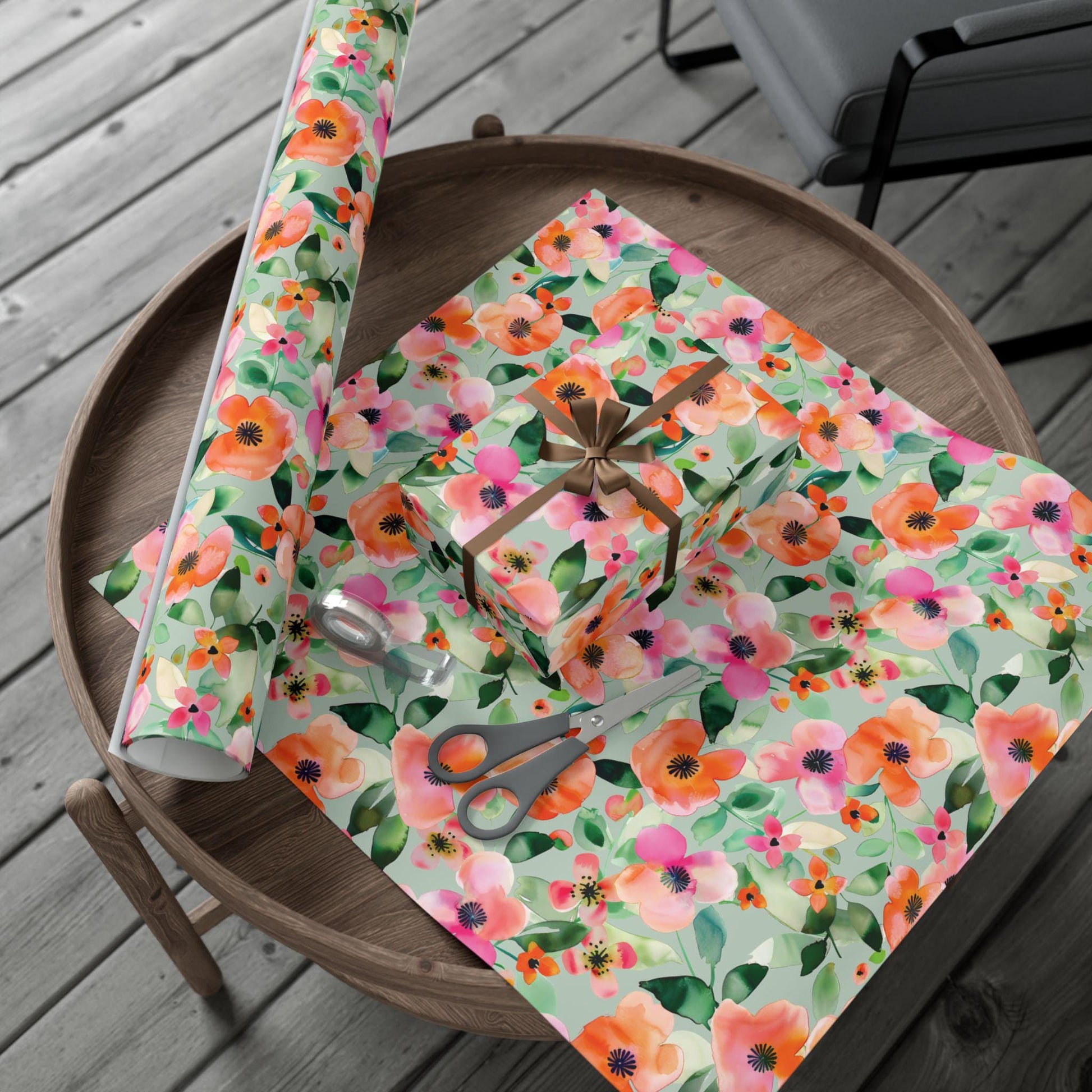 Versatile Wrapping Paper Floral Design Gift Wrap Birthday Wedding Celebration Packaging Pink Coral Flowers Elegant Pattern Premium Quality Material Multiple Sizes Available Satin Finish Option Eco Friendly Printing Water Based Inks