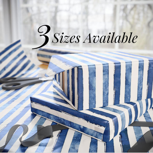 Nautical Theme Birthday Party Event Decor Gift Wrapping Paper Blue Stripe Classic Design Minimalist Pattern Blue and White Stripe Paper