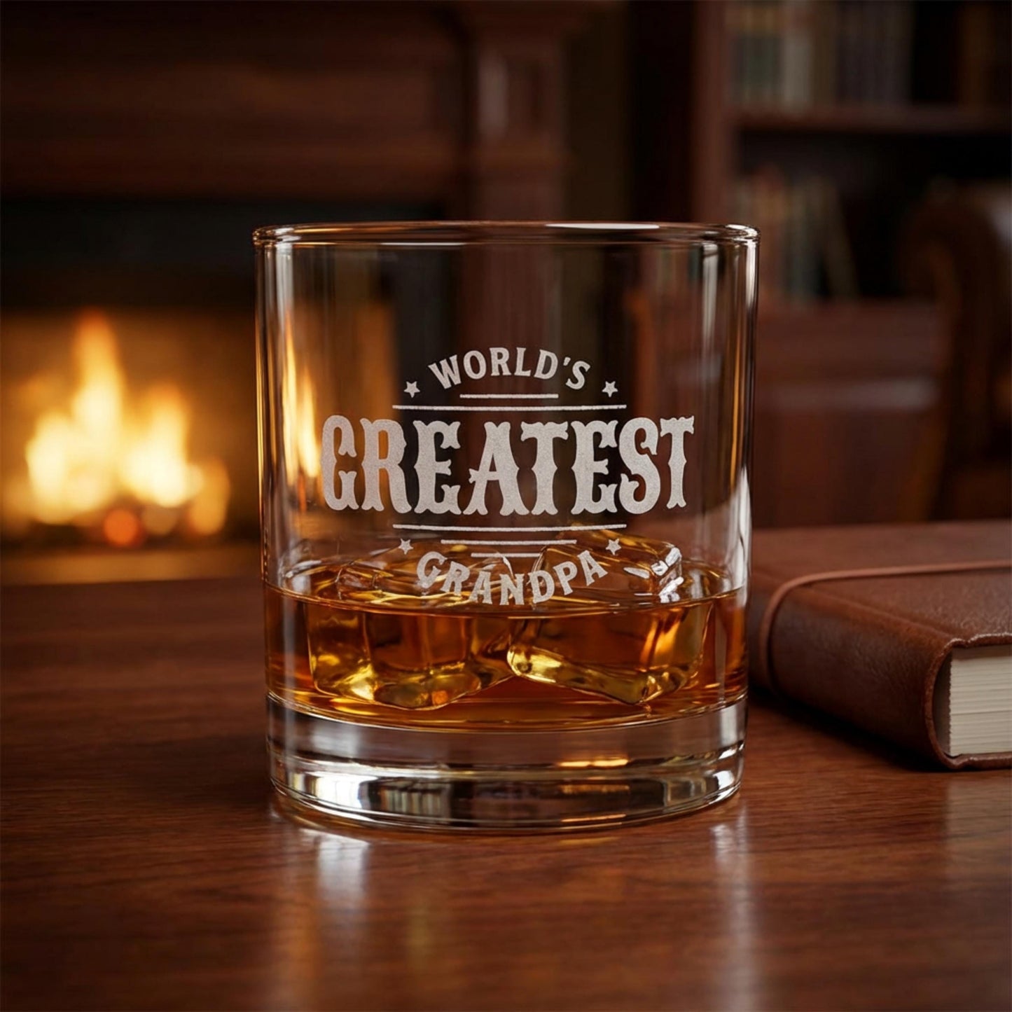 Happy Fathers Day New Grandpa Whiskey Glass Gift Engraved Rocks Glass Personalized Gift 10.5 oz Glass First Time Grandpa Gift Est Year Idea