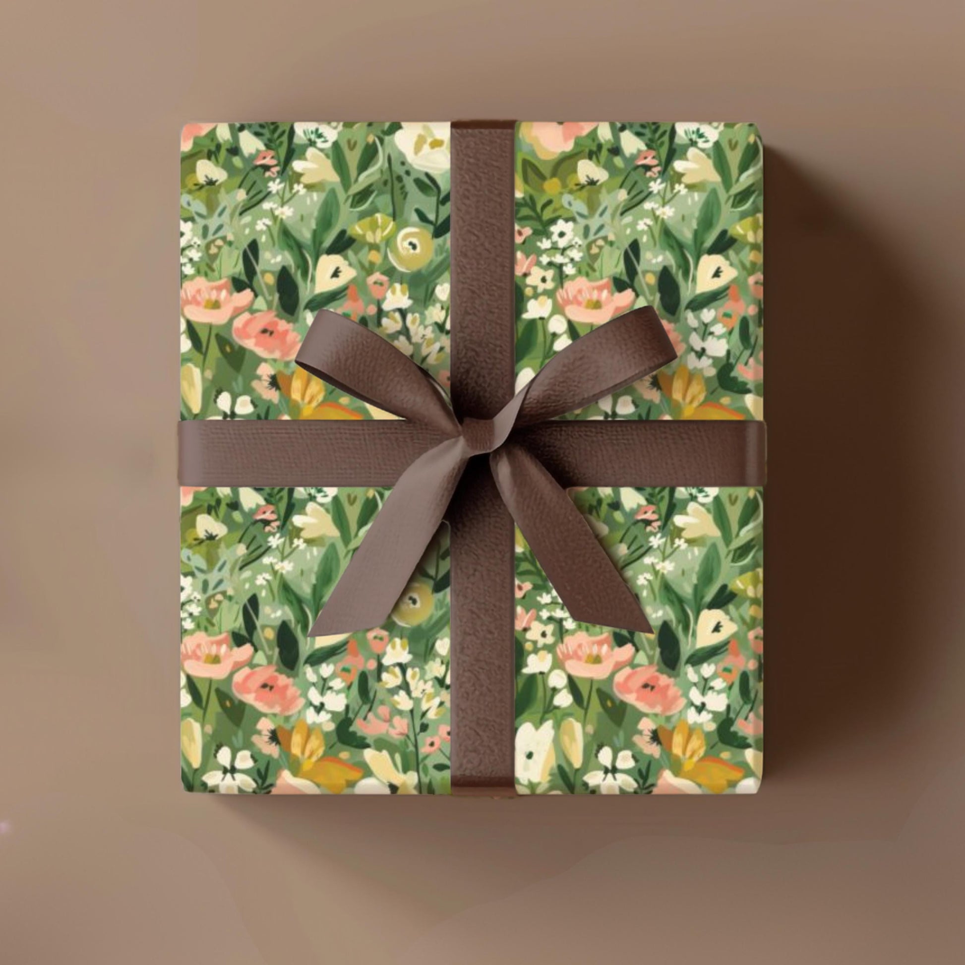 Elegant Floral Wrapping Paper Green Garden Gift Wrap Botanical Present Paper Chic Gift Packaging Luxury Floral Wrap Roll