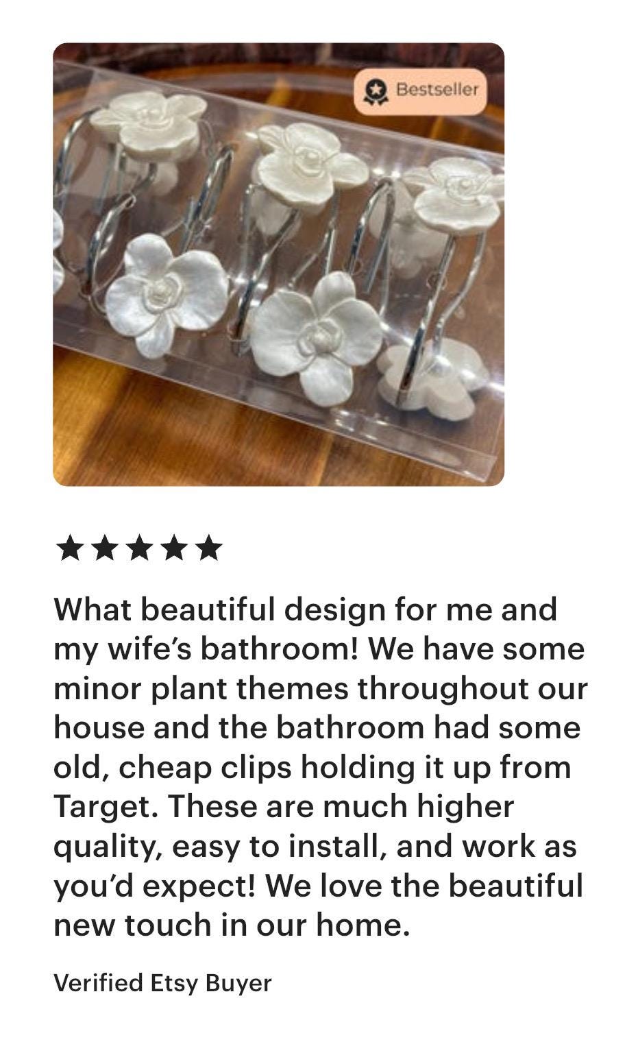 Boho Bathroom Decor Giftbox Kit Shower Hook for Bathroom Metal White Flower Curtain Shower Hook Guest Bathroom Boho Decor Bath Decor Shower