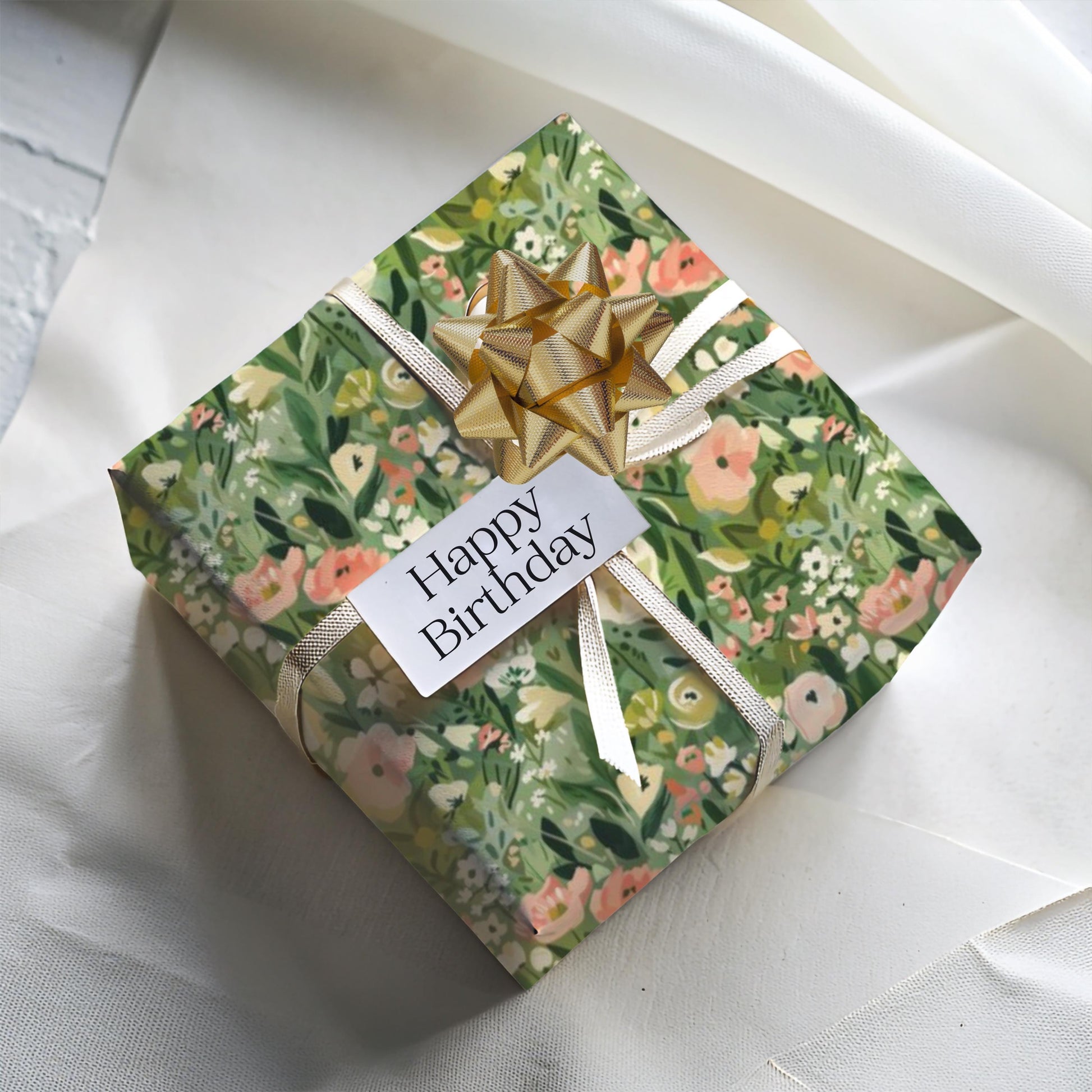 Green Botanical Gift New Homeowner Present Paper Floral Gift Wrap Elegant Paper Garden Inspired Gift Packaging Hostess Gift Wrap Roll